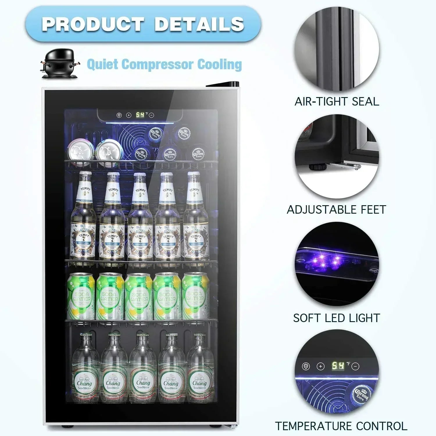 Antarctic Star Beverage Refrigerator Cooler 68 Can Mini Fridge with Glass Door for Beer Drinks Wine