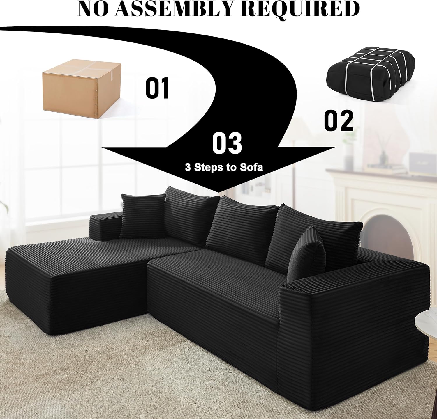 110-inch cloud sofa boneless sofa in the living room modular sofa with deep seats