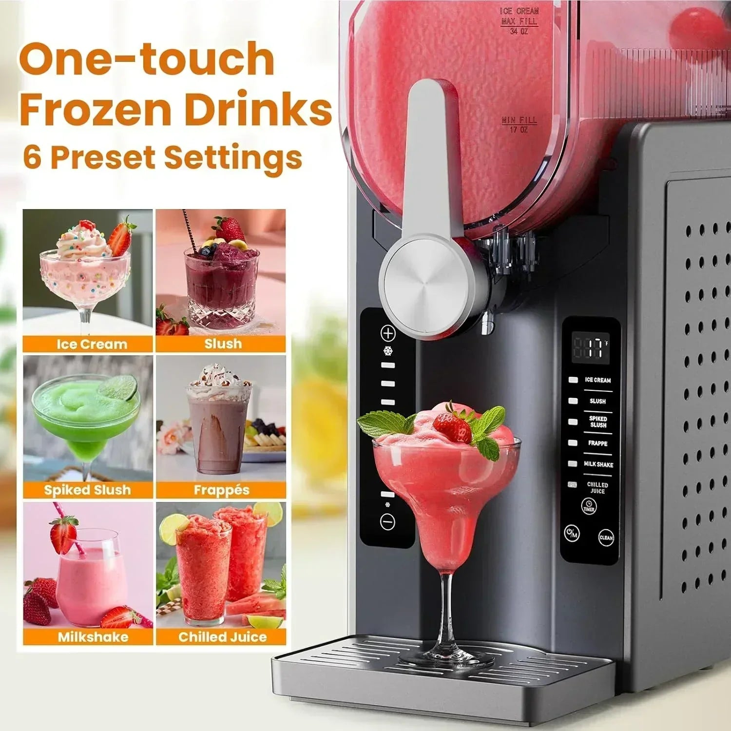 Slushie Machine Professional Frozen Drink Maker No Ice Needed Slushy Machine with LED Display