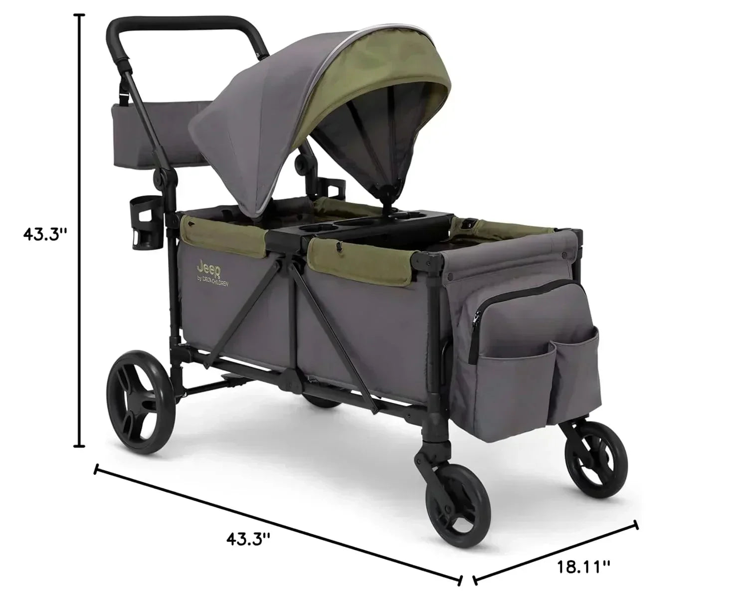 Jeep Sport All-Terrain Stroller Wagon by Delta Children Includes Canopy Parent Organizer