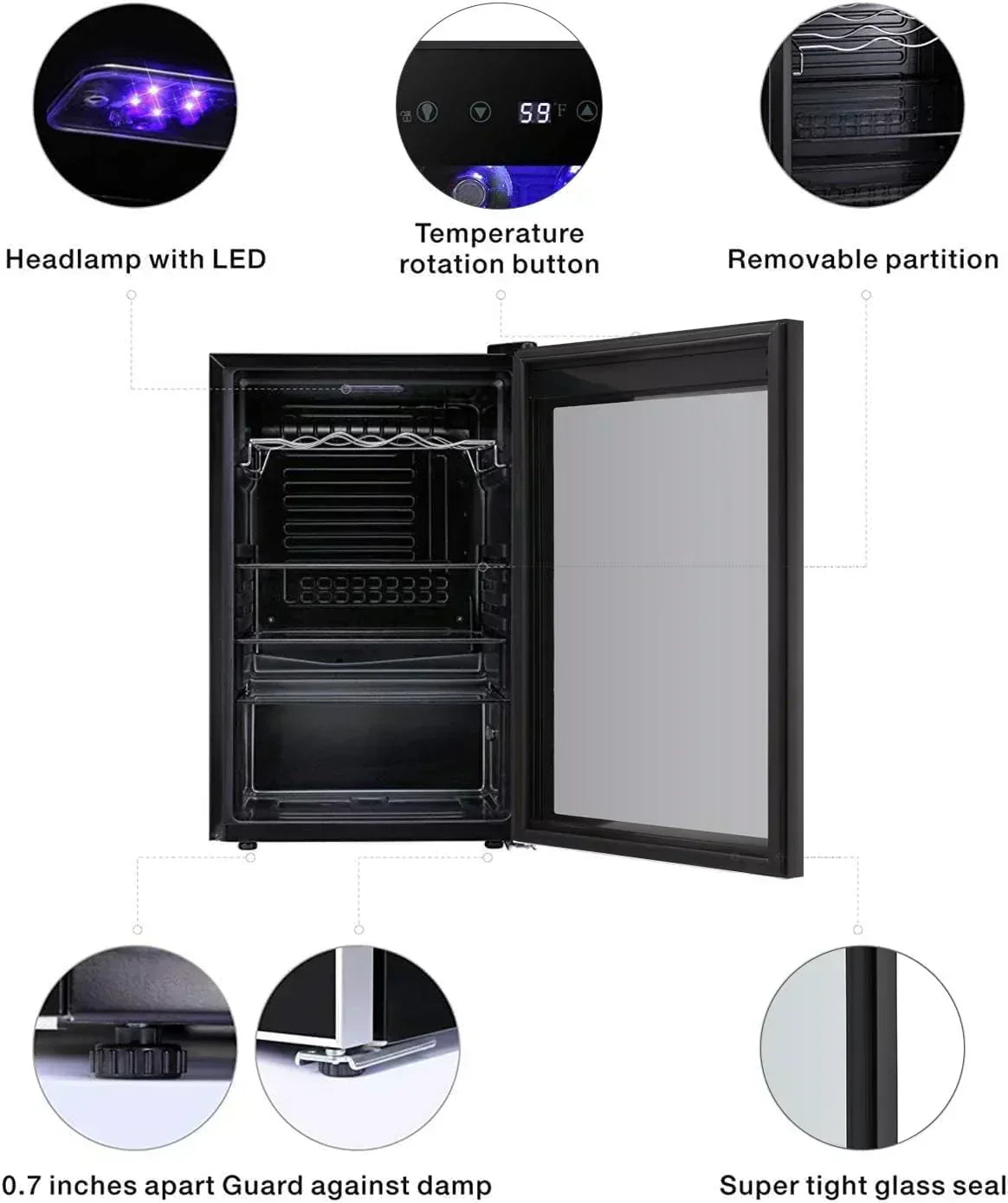 Antarctic Star 26 Bottle 130 Can Wine Cooler/Cabinet Beverage Refrigerator Cellar Beer Clear Glass