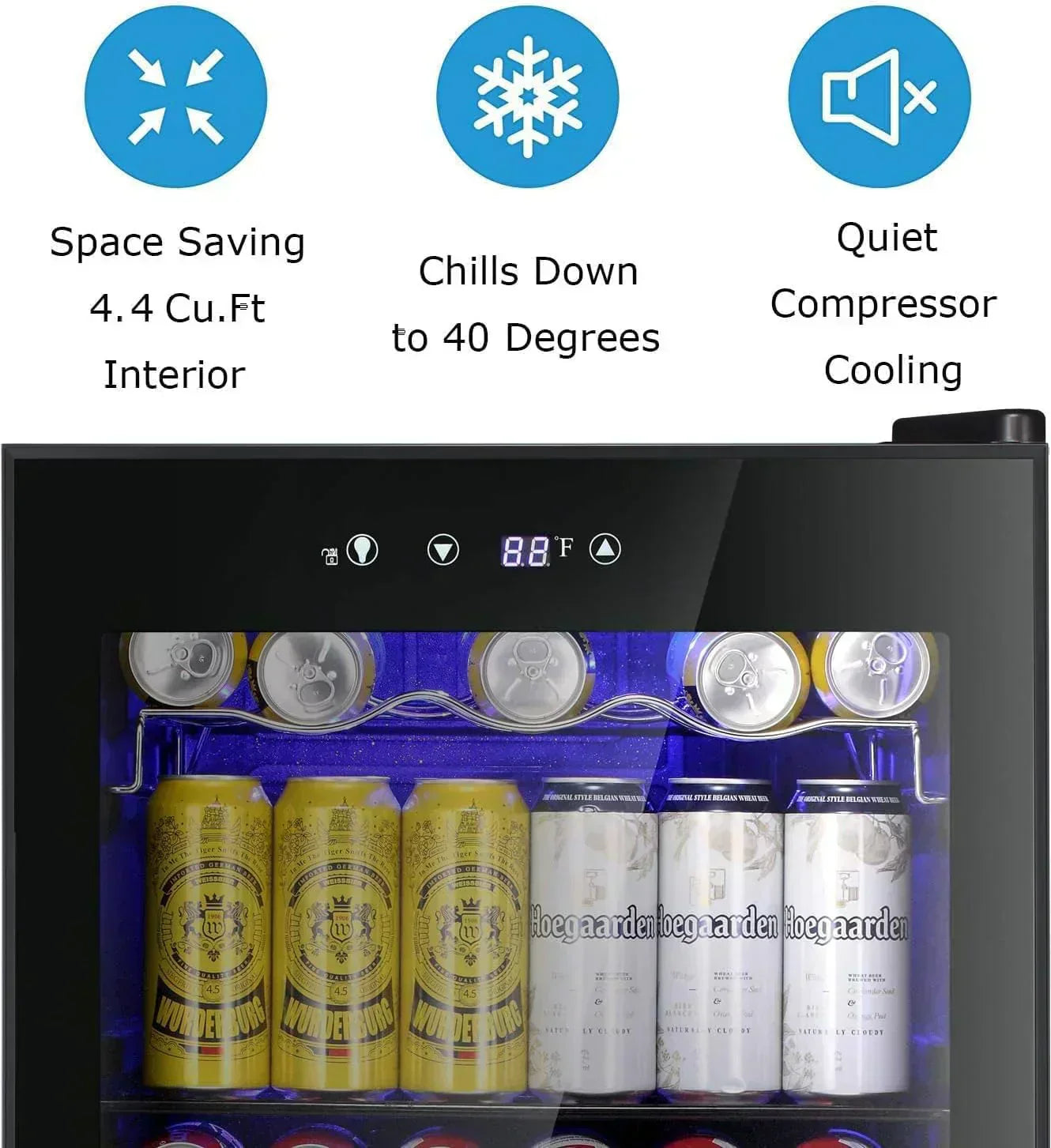 Antarctic Star Beverage Refrigerator Cooler 68 Can Mini Fridge with Glass Door for Beer Drinks Wine