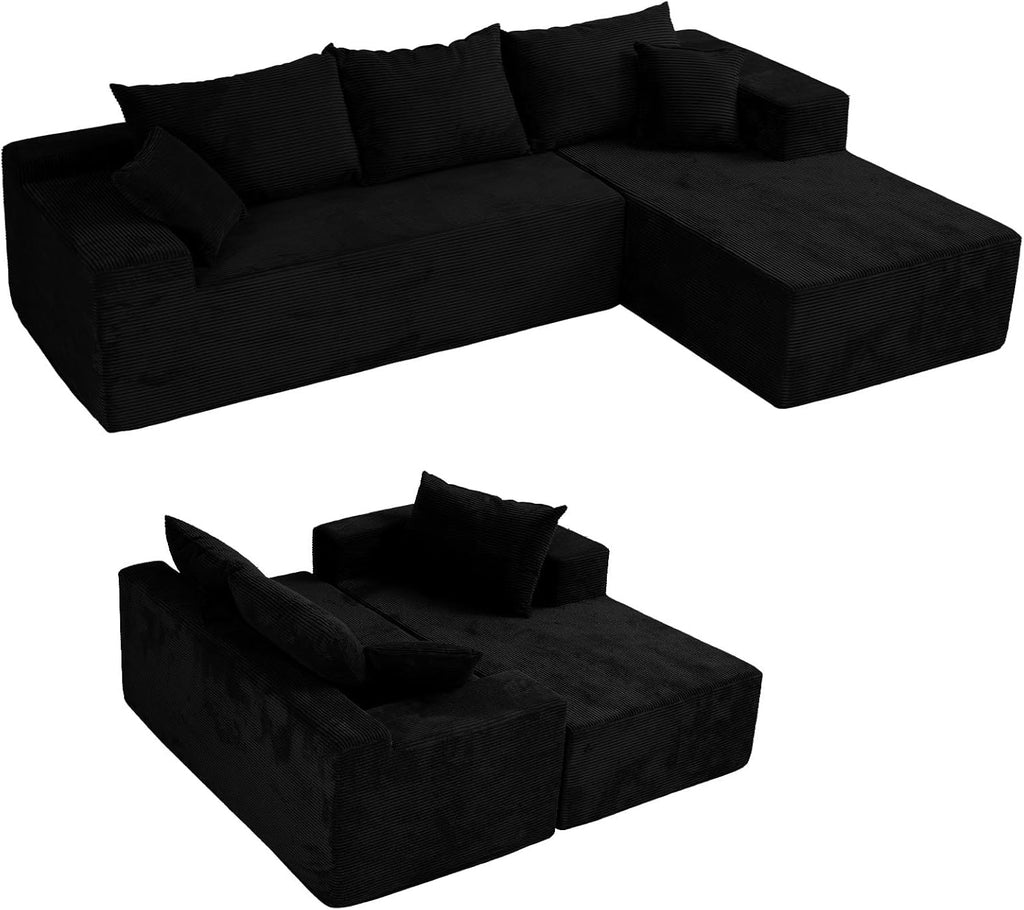 Cloud sofa with L-shaped lounge chair modern modular sofa with deep seats