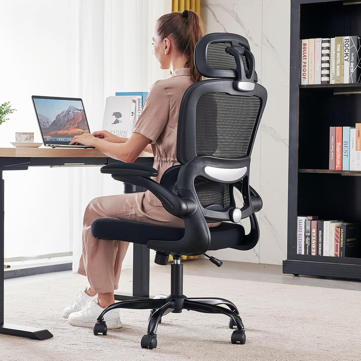 Office Chair Ergonomic Desk Chair, 330 lbs Home Mesh Desk Chair with Wheels, Comfortable Gaming Chair, High Back Office Chair