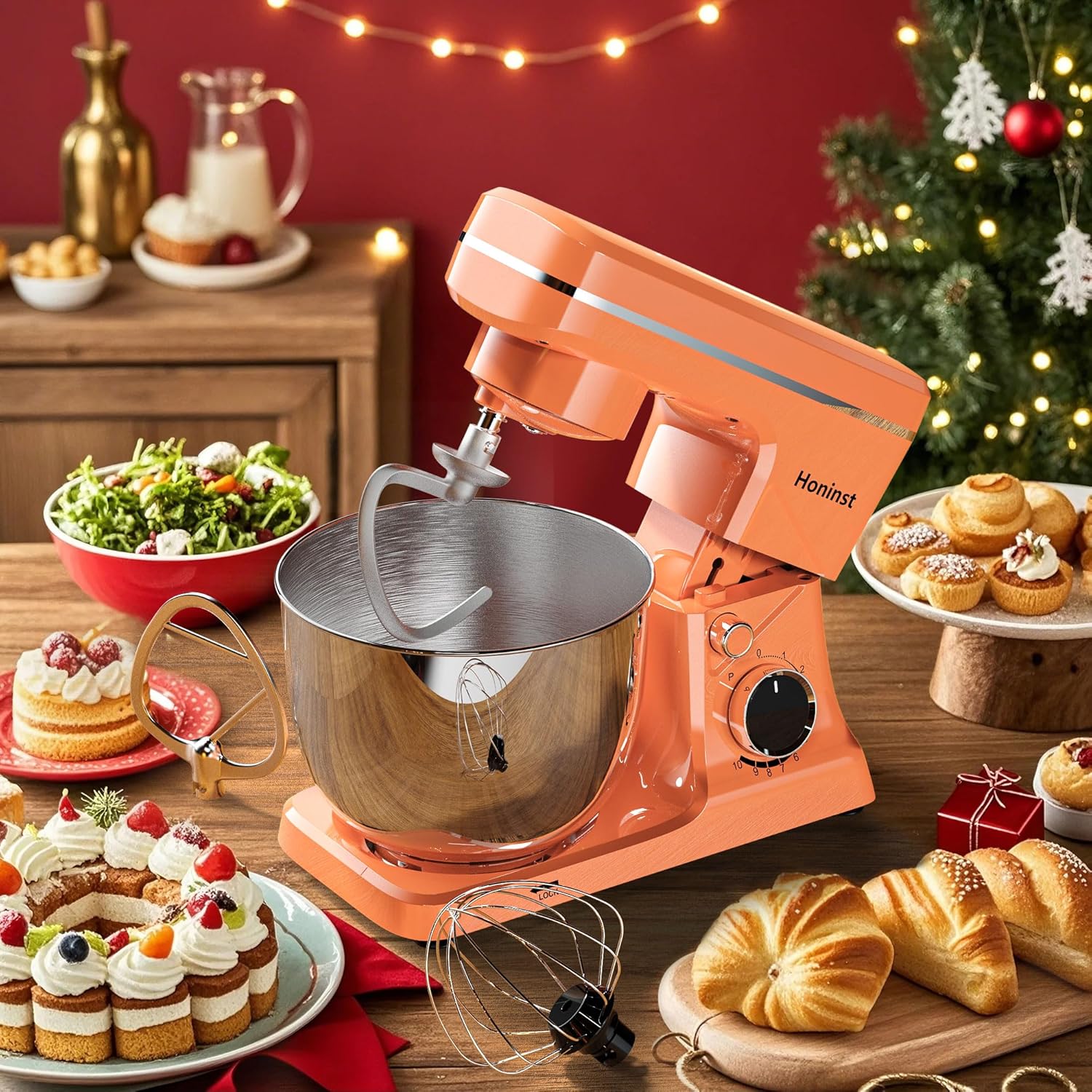 10-Speed Stand Mixer with 8-in-1 Splash Guard Tilt Head 6-Quart Stainless Steel Bowl