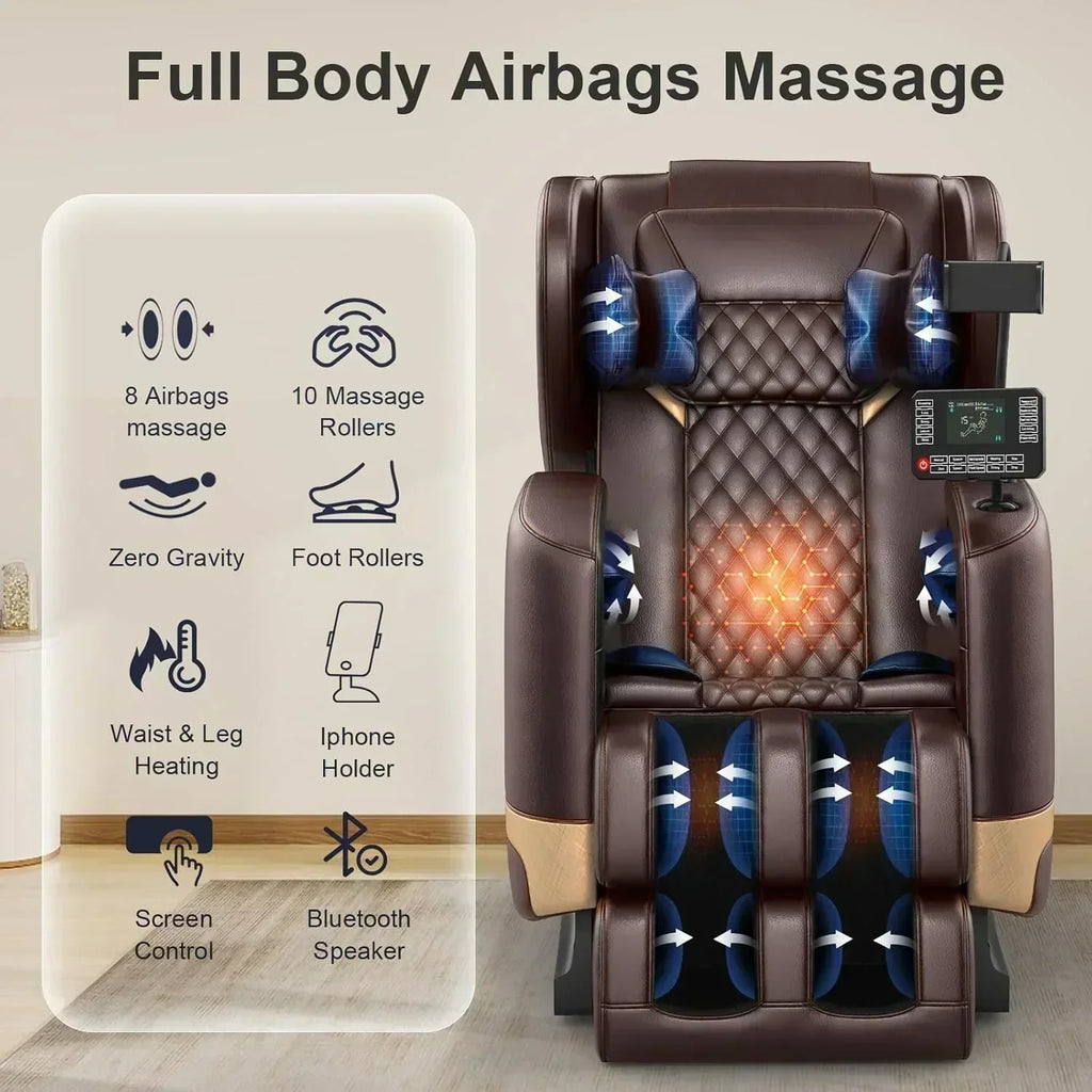 Full Body Massage Chair Zero Gravity Massage Chair with 10 Fixed Rollers Heating Foot Massage