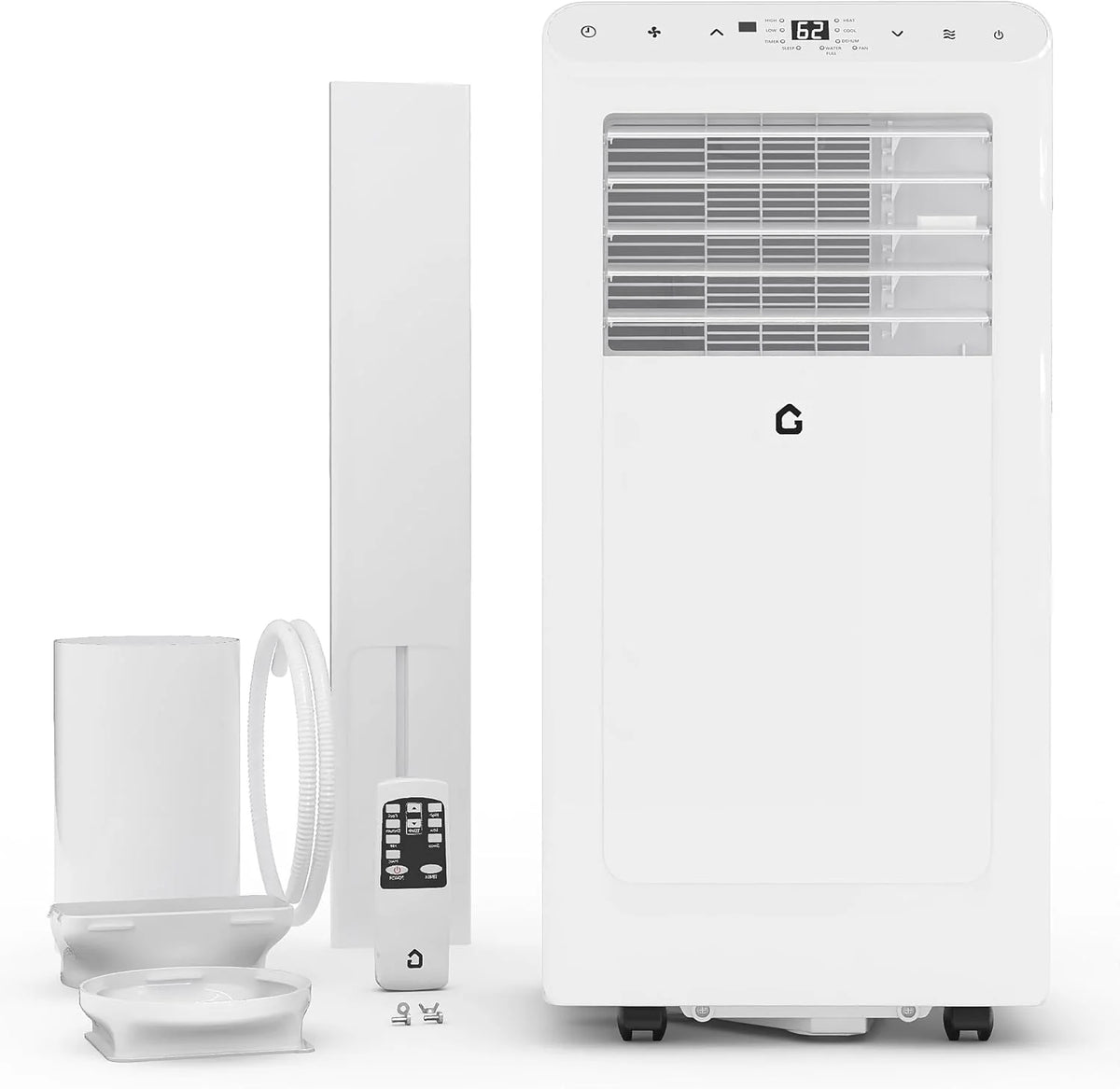 Garvee 8000 BTUs Portable Air Conditioner,Up to 350 Sq.Ft. Remote Control 48dB Portable AC Unit, Dehumidifier, Fan, Sleep, 24H Timer&Installation Kit, DOE Certified, Ceer 6.2, White+Black Panel