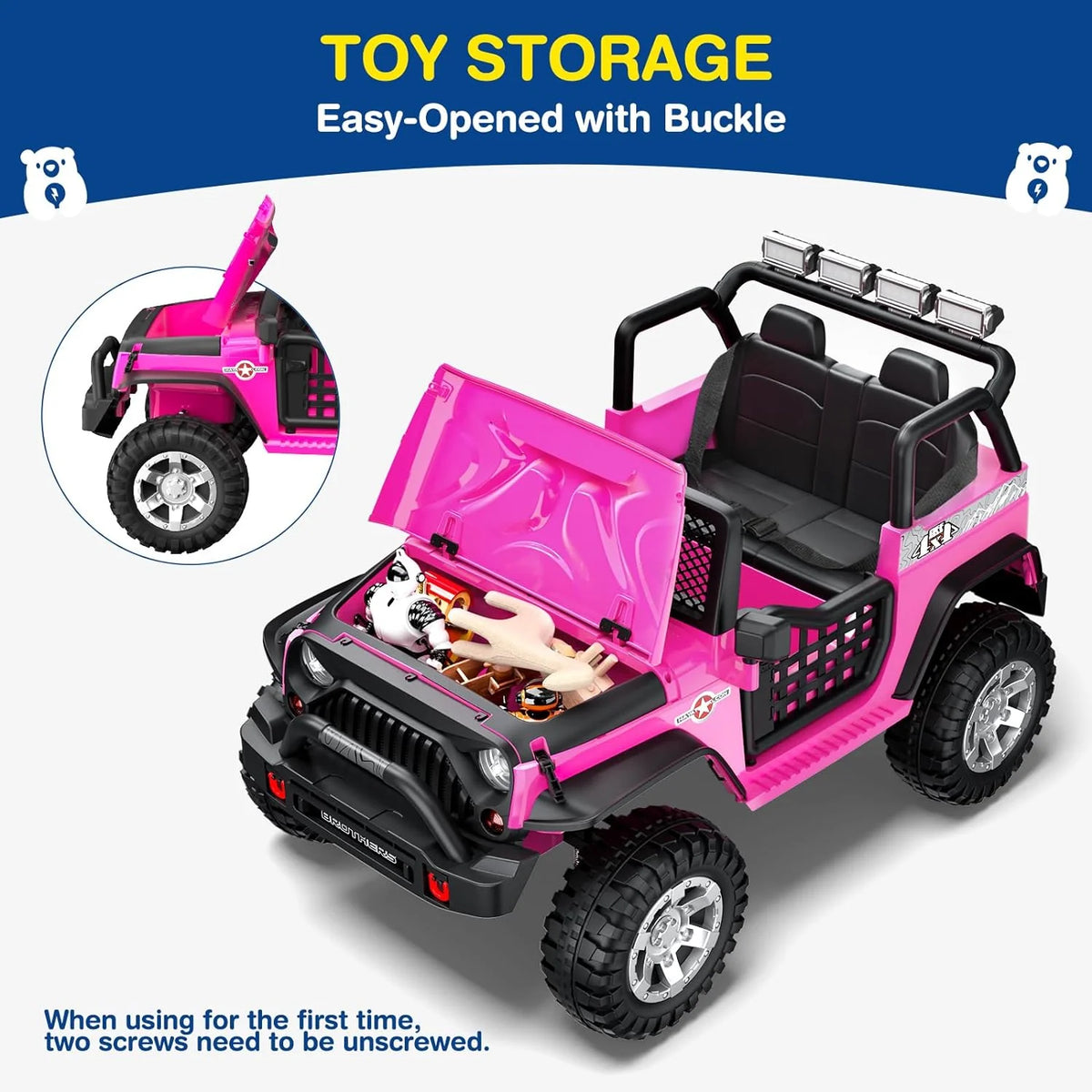 L8 Ride On Car, 2 Seater, 12V Kids Electric Car w/Remote Control, 4-Wheel Suspension, Bluetooth Speaker, Multi Music Modes, 3 Speeds, LED Lights, Xmas & Birthday Gift Ideas for Kids Ages 3+