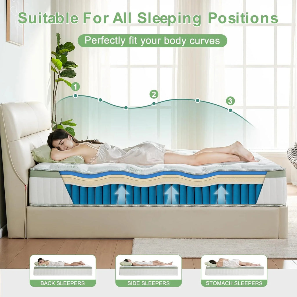 Queen Size Mattress 12 Inch, Medium Firm Memory Foam Hybrid Mattress with Individual Pocket Spring - Pressure Relief, Motion Isolation, Cool Sleep, 80 x 60