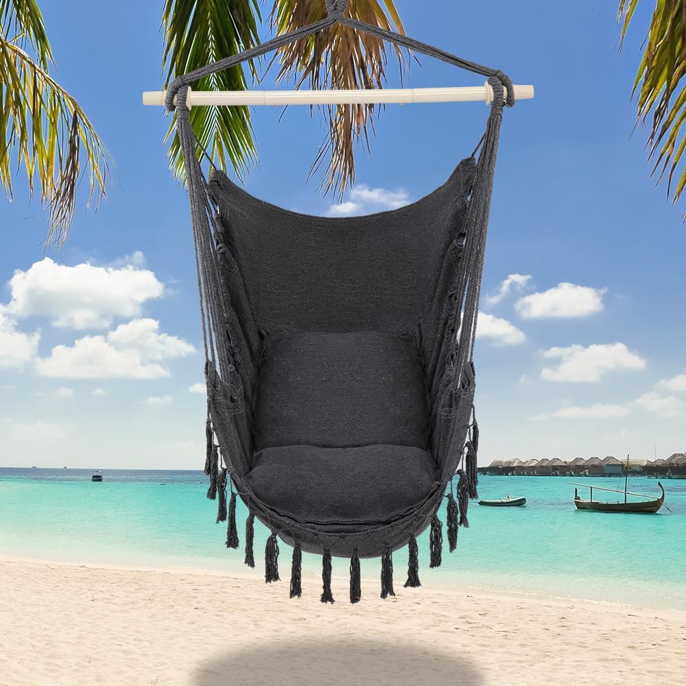 ONCLOUD Hammock Chair Hanging Rope Swing Load Capacity Macrame Hammock Swing Seat