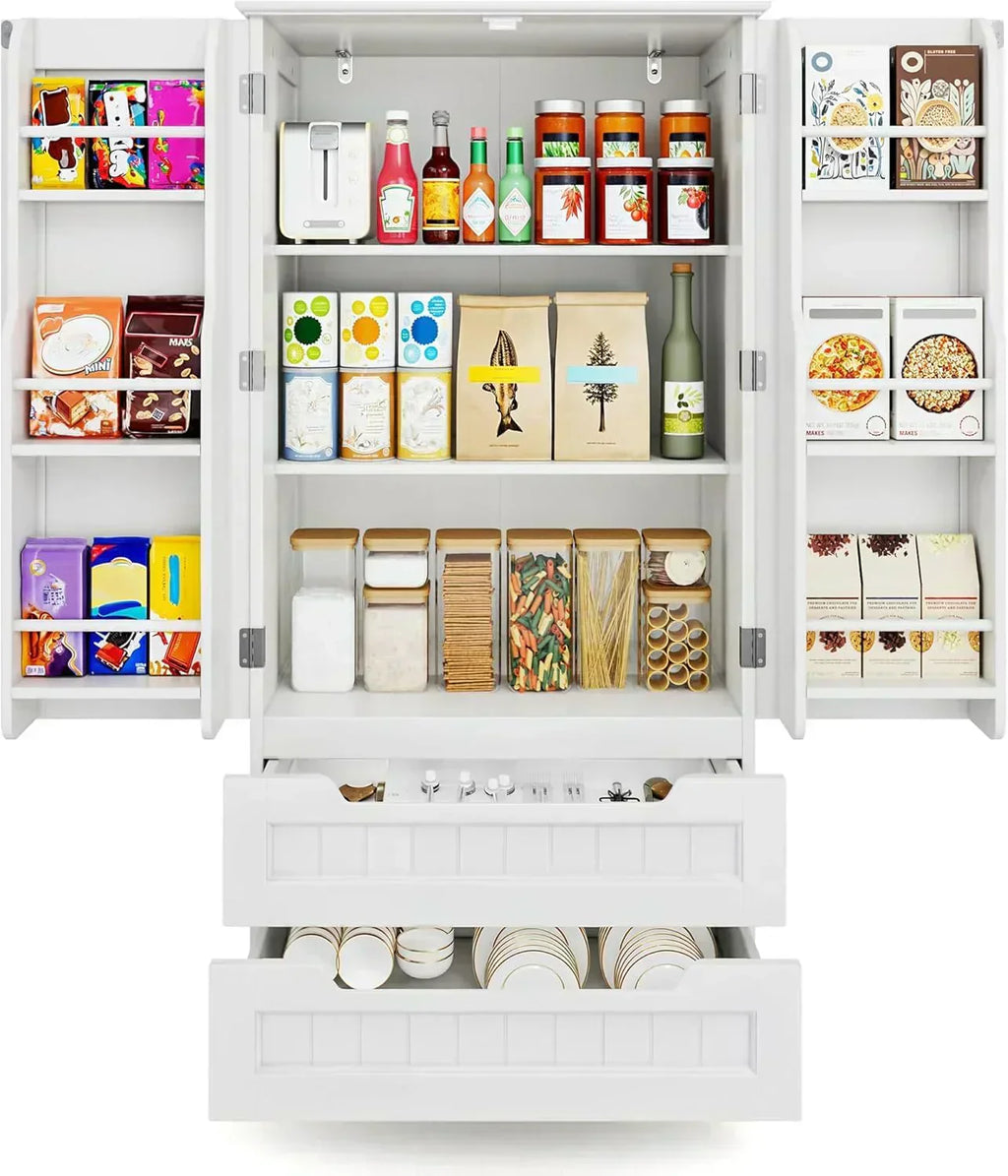 Gizoon Kitchen Pantry Cabinet with Drawers Freestanding Bathroom Storage Cabinet with Doors