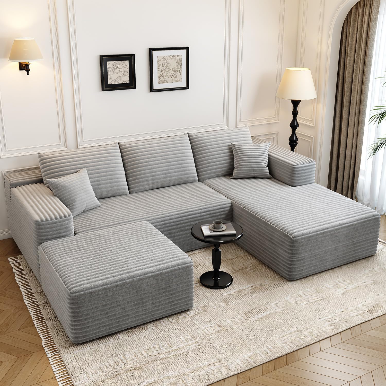 107.5 Cloud Modular Sectional Sofa Couch with L-Shape Chaise,Modern Minimalist Upholstered Couches