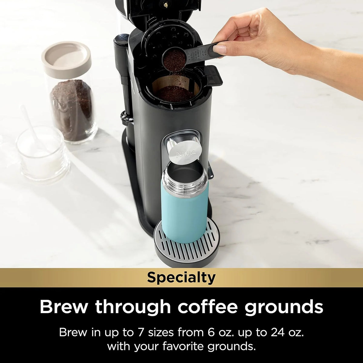 Ninja Pod & Grounds Single-Serve Coffee Maker 56-oz. Reservoir Stone PB051ST