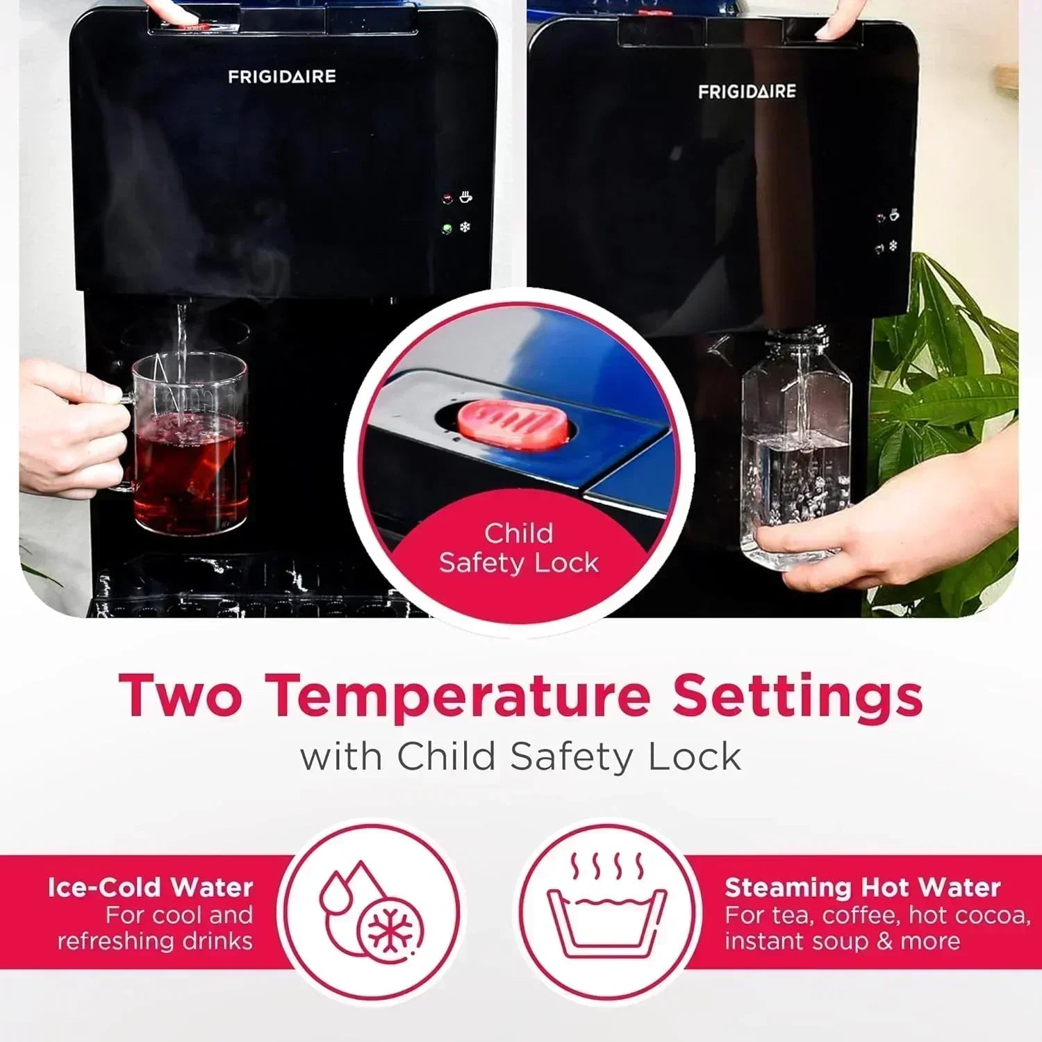 Frigidaire EFWC498 Top Loading Cooler Dispenser Hot & Cold Water Child Safety Lock Innovative Slim