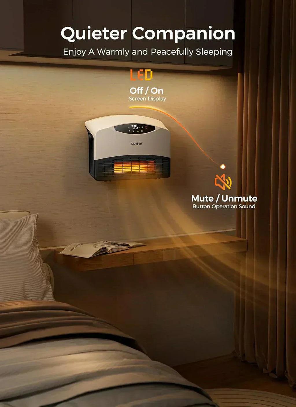 Wall mounted electric heater with WiFi and remote control floor standing heater 1500W