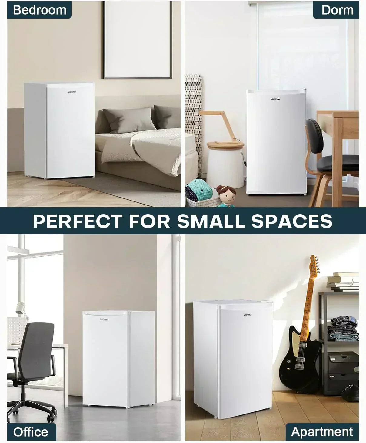 Upstreman 3.2 Cu.Ft Mini Fridge Freezer Single Door Fridge Dorm Fridge Adjustable Thermostat