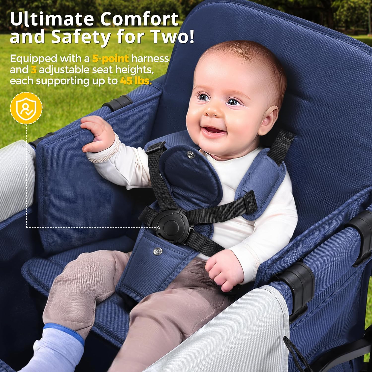 Stroller Wagon for Kids Wagon Stroller Toddlers 2 Seaters All-Terrain Baby Wagon Outdoor