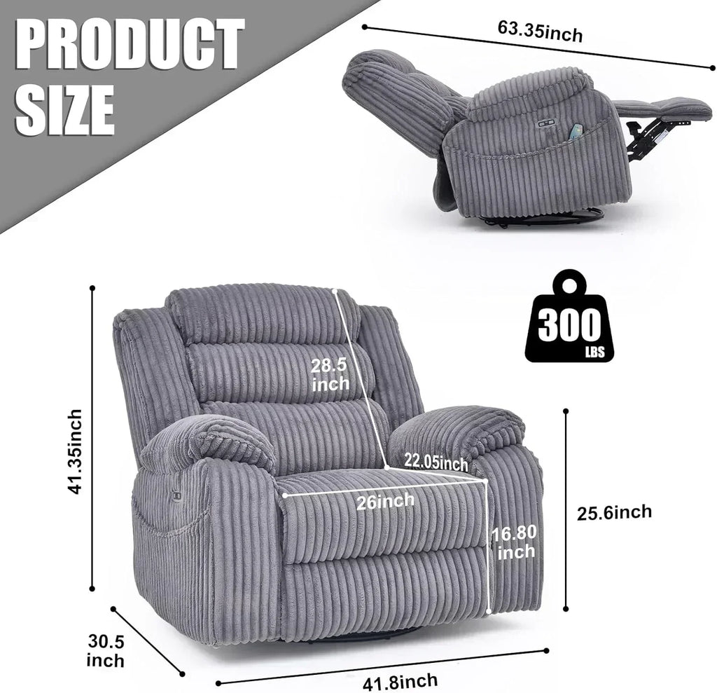 Electric rotary rocker lounge chair for adults with massage and calories USB charging ports