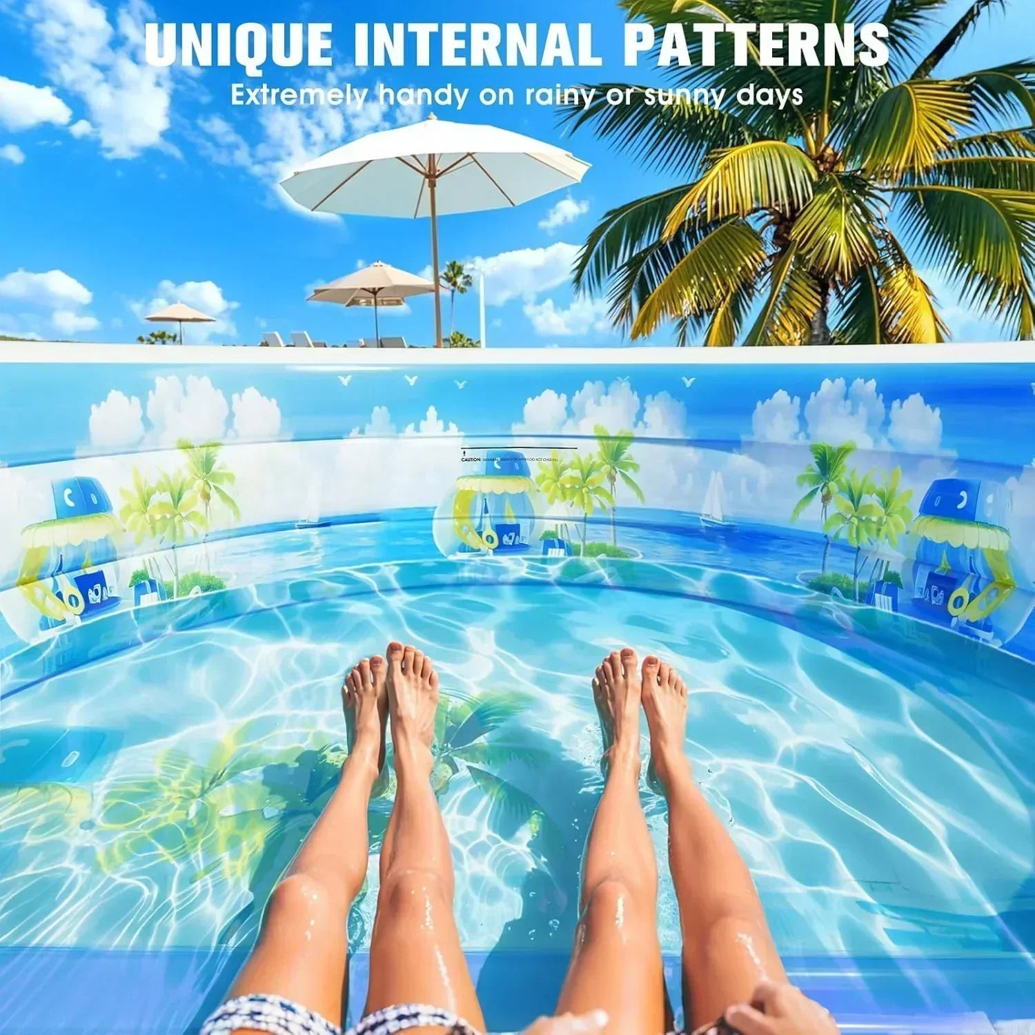 2025 Upgraded Inflatable Pool with Canopy Inflatable Family Lounge Pool Round Blow Up Pool