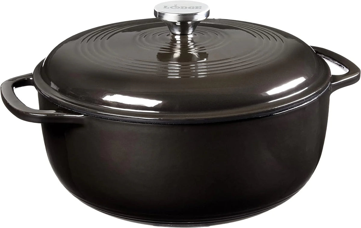 Lodge Essential Enamel Cast Iron Dutch Oven - Perfect for Bread Baking, Braising, Marinating & Slow Cooking - Features Moisture-Sealing Lid & Dual Handles - Kitchen Essentials - 6 Quarts - Island Spice Red
