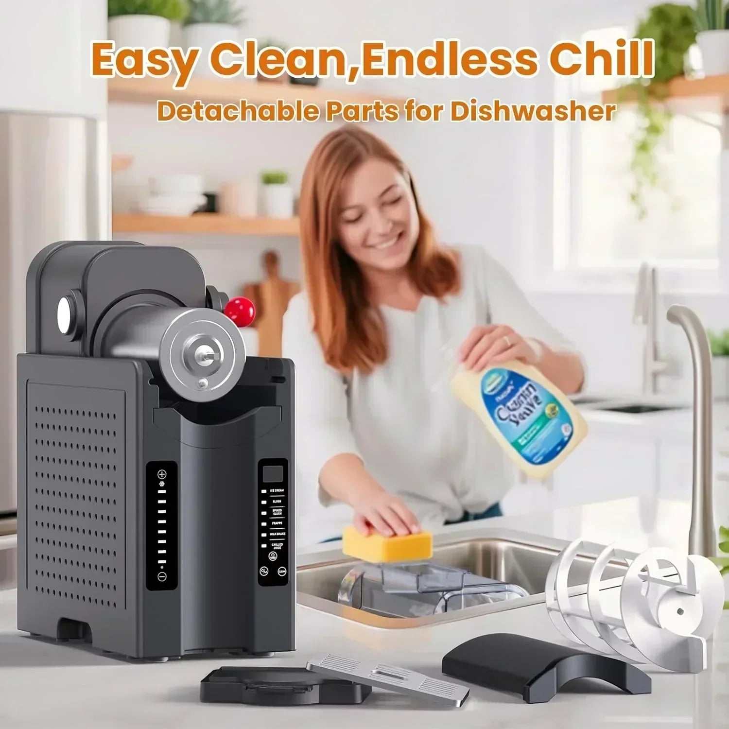 Slushie Machine Professional Frozen Drink Maker No Ice Needed Slushy Machine with LED Display