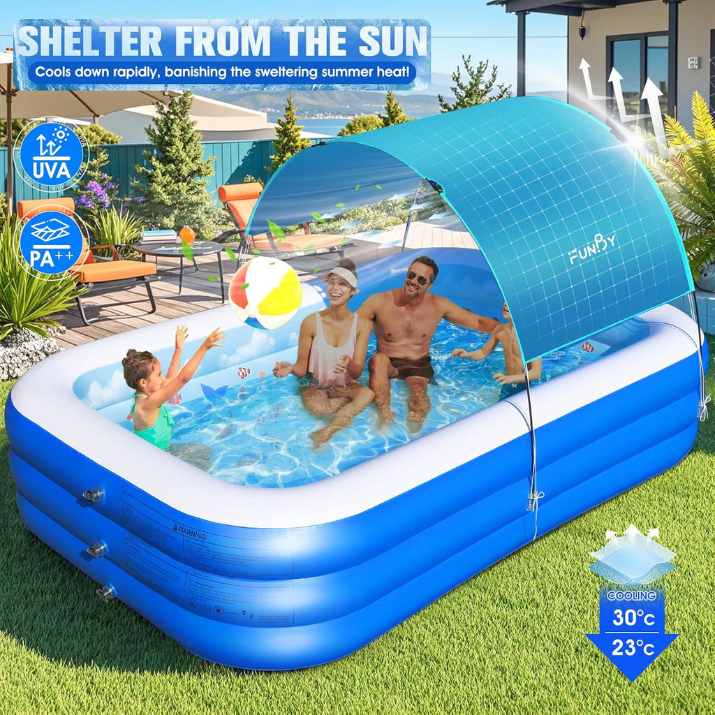 Inflatable Pool with Canopy Upgraded Inflatable Swimming Pool Large Inflatable Blow up Pools