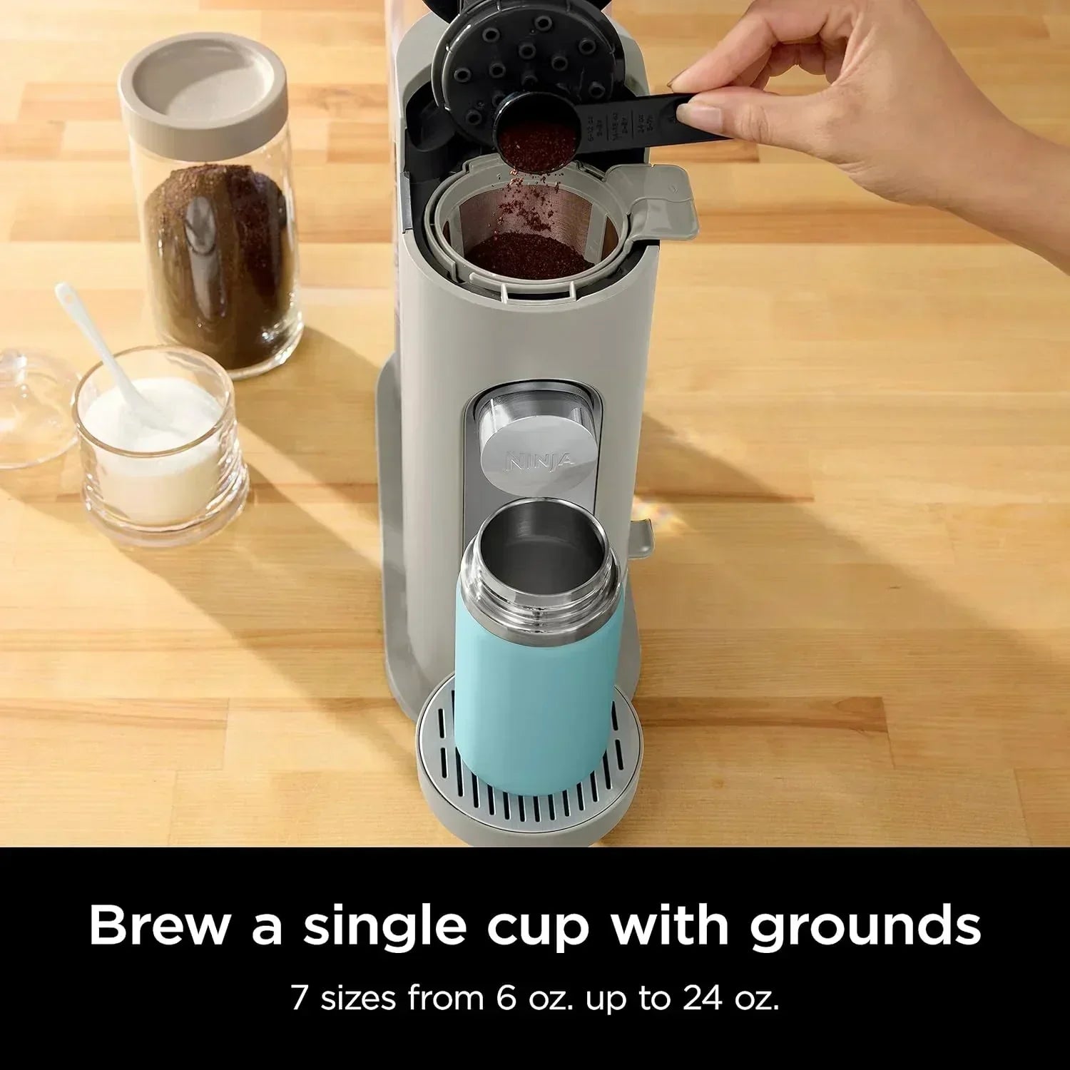 Ninja Pods Grounds Single-Serve Coffee Maker K-Cup Pod Compatible Brews Grounds Compact Design