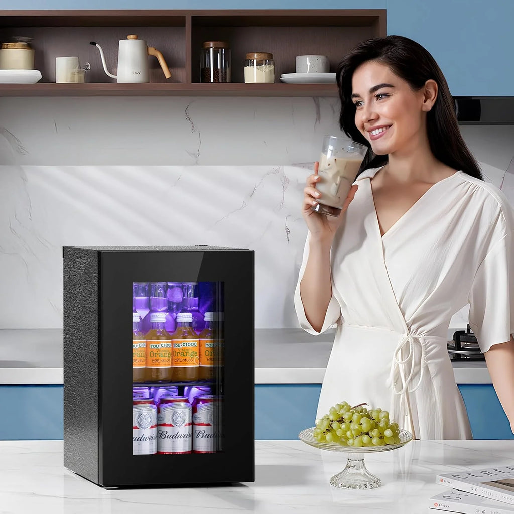 Antarctic Star Beverage Refrigerator Cooler 68 Can, Mini Fridge with Glass Door for Beer Drinks Wine,Freestanding Small Fridge with Electronic Temperature Control for Home and Bar,1.7 cu.ft