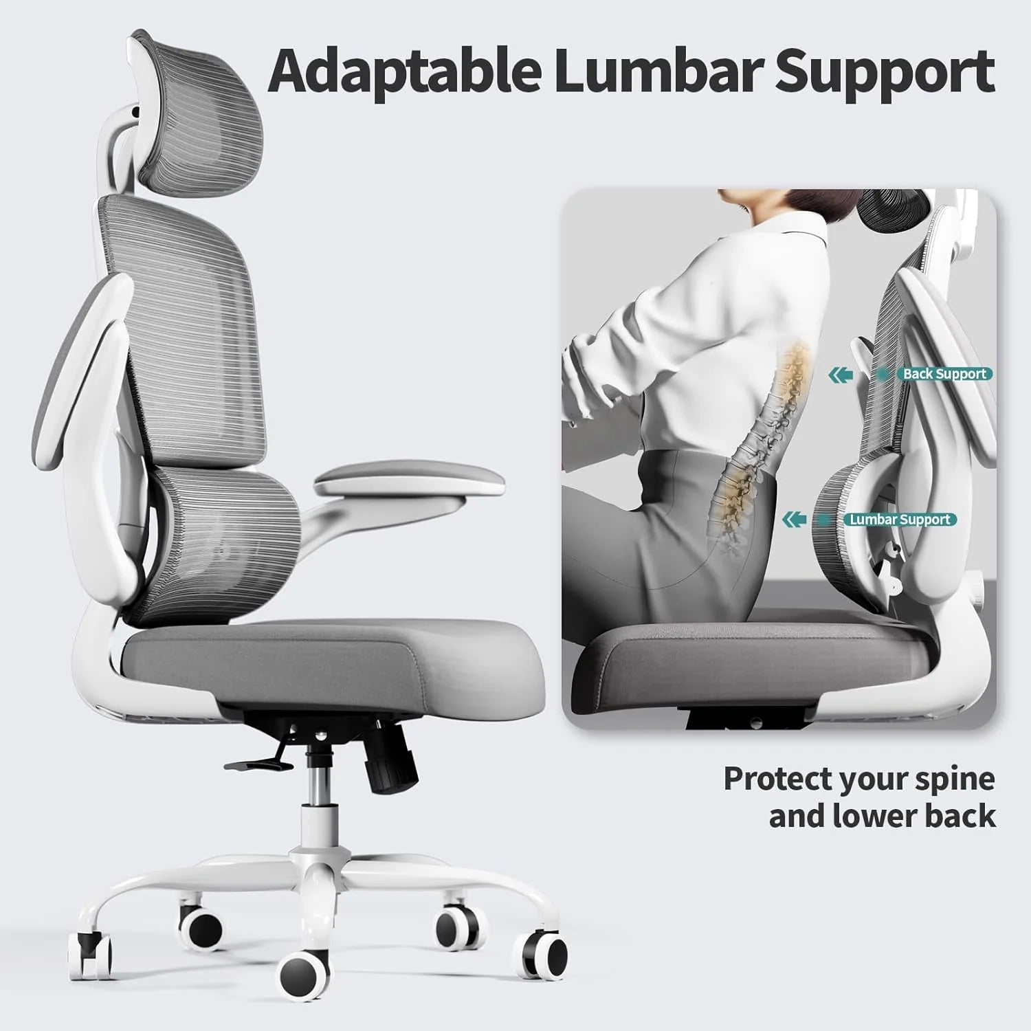 Office Chair Ergonomic Desk Chair, 330 lbs Home Mesh Desk Chair with Wheels, Comfortable Gaming Chair, High Back Office Chair