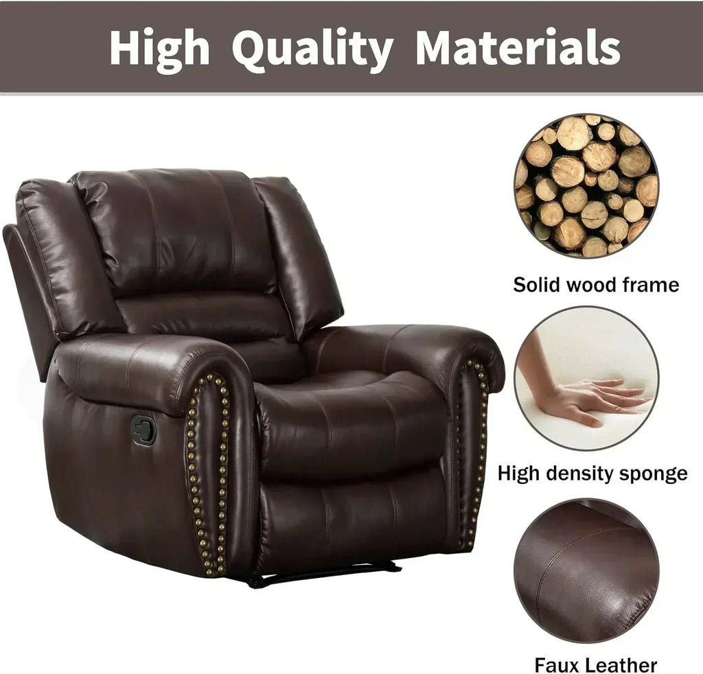 Leather recliner classic traditional manual recliner single sofa for living room