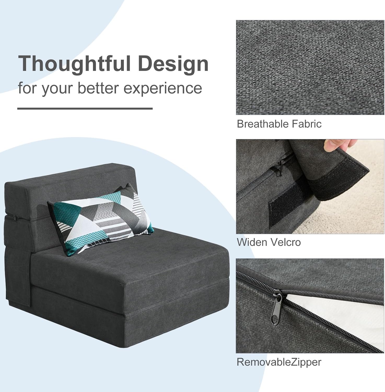 60 inch pull out sofa bed memory foam sofa with 2 pillows futon bed guest bed and pull out sofa