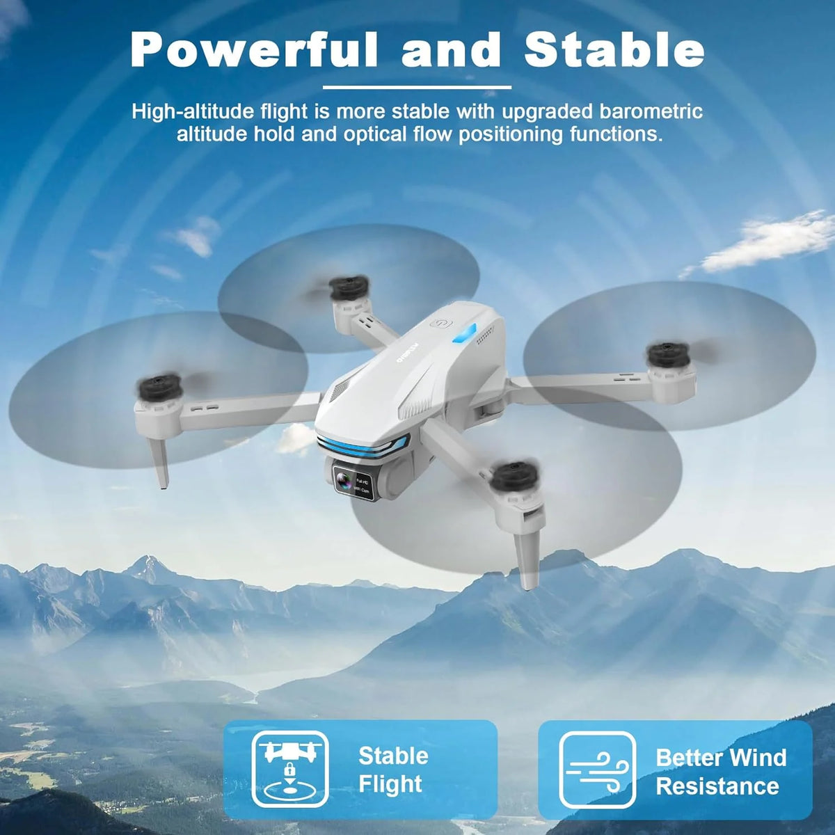 Drone with Camera for Adults, HD FPV Drones with Upgrade Altitude Hold, One-Key Take Off/Landing, Voice Control, Headless Mode, 2 Batteries, Toys Gifts for Teen Boys Girls, Beginner