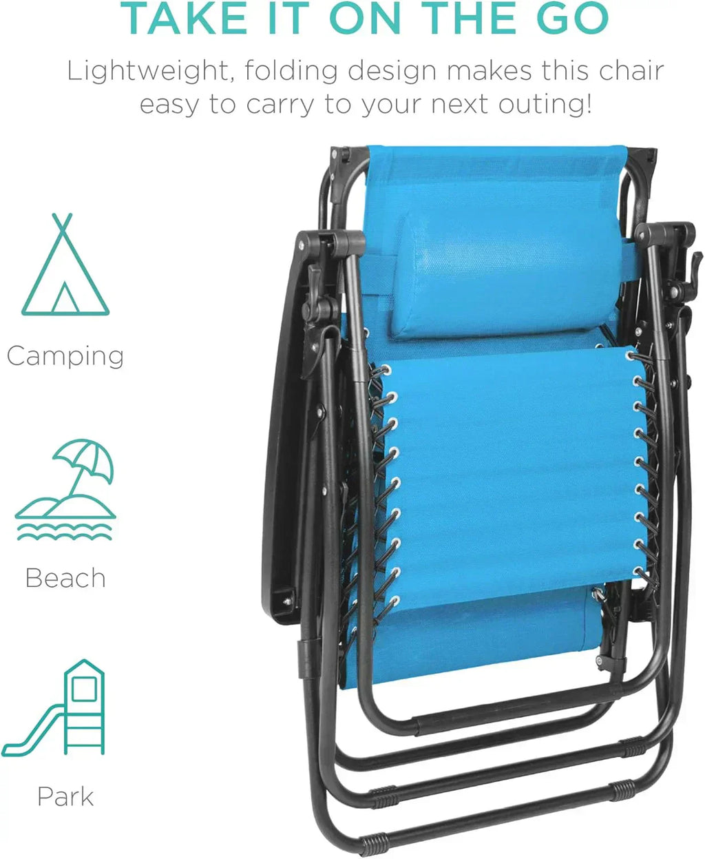 Best Choice Products Folding Zero Gravity Recliner Patio Lounge Chair Adjustable Canopy Shade