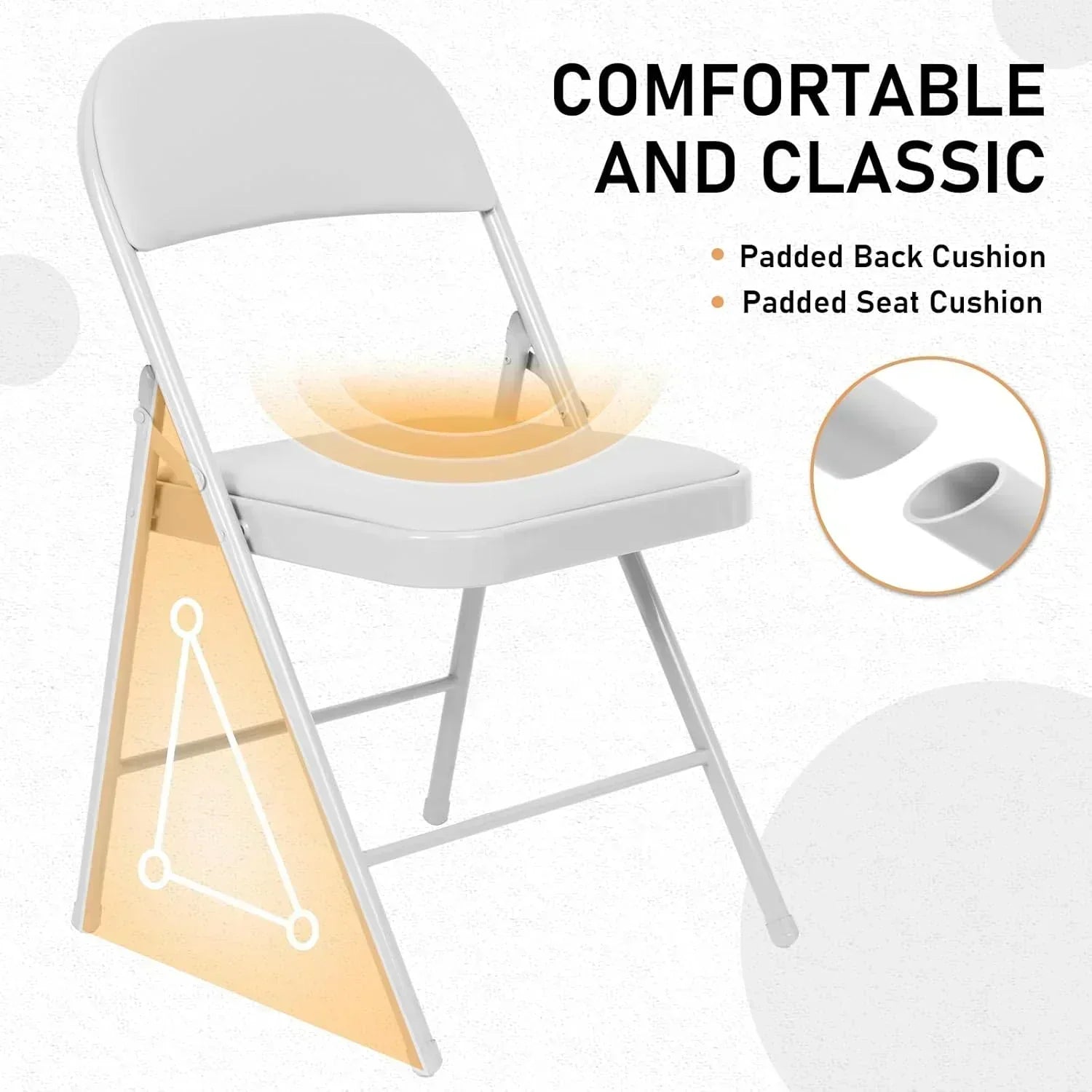 6 Pack Black Folding Chairs with Leather Chairs Events Office Wedding Party Upholstered Chairs