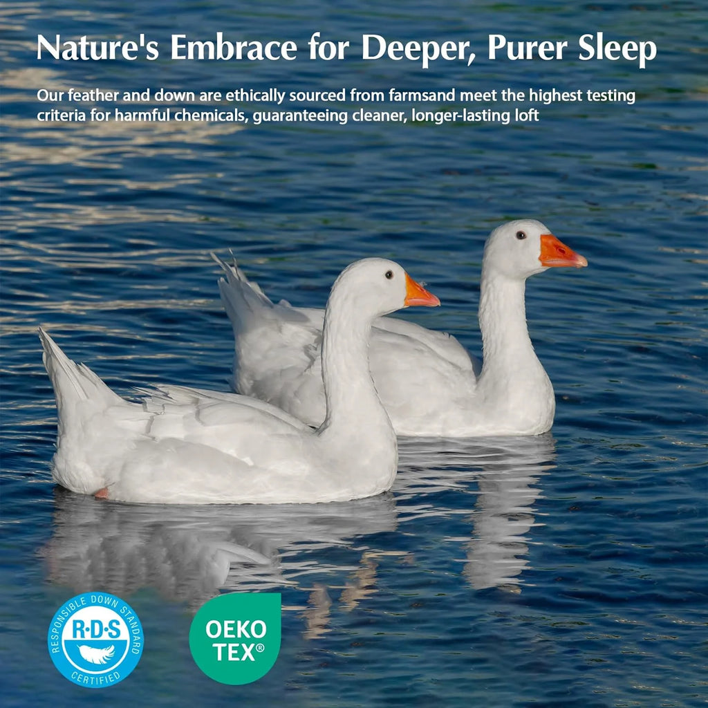 Goose feather duvet queen size, 100% cotton super fluffy white duvet core, soft and breathable