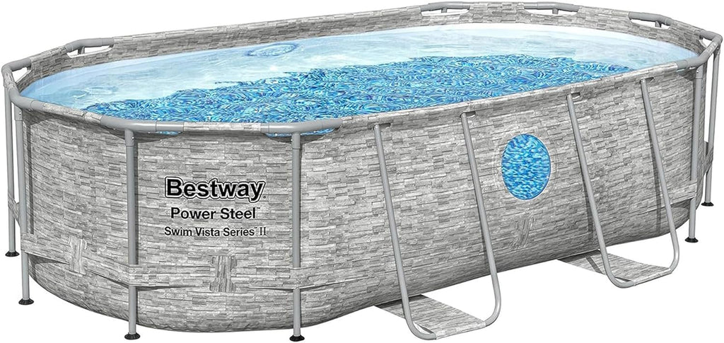 Power Steel Swim Vista Series II 14' x 8' 2 x 39.5 Above Ground Outdoor Swimming Pool Set