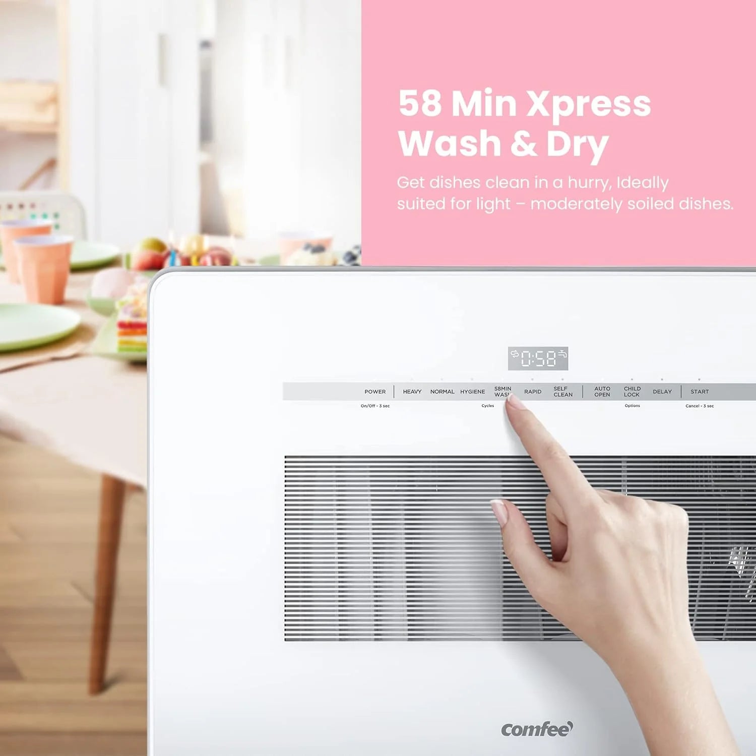 COMFEE' Portable Mini Dishwasher Countertop with 5L Built-in Water Tank for Apartments& RVs