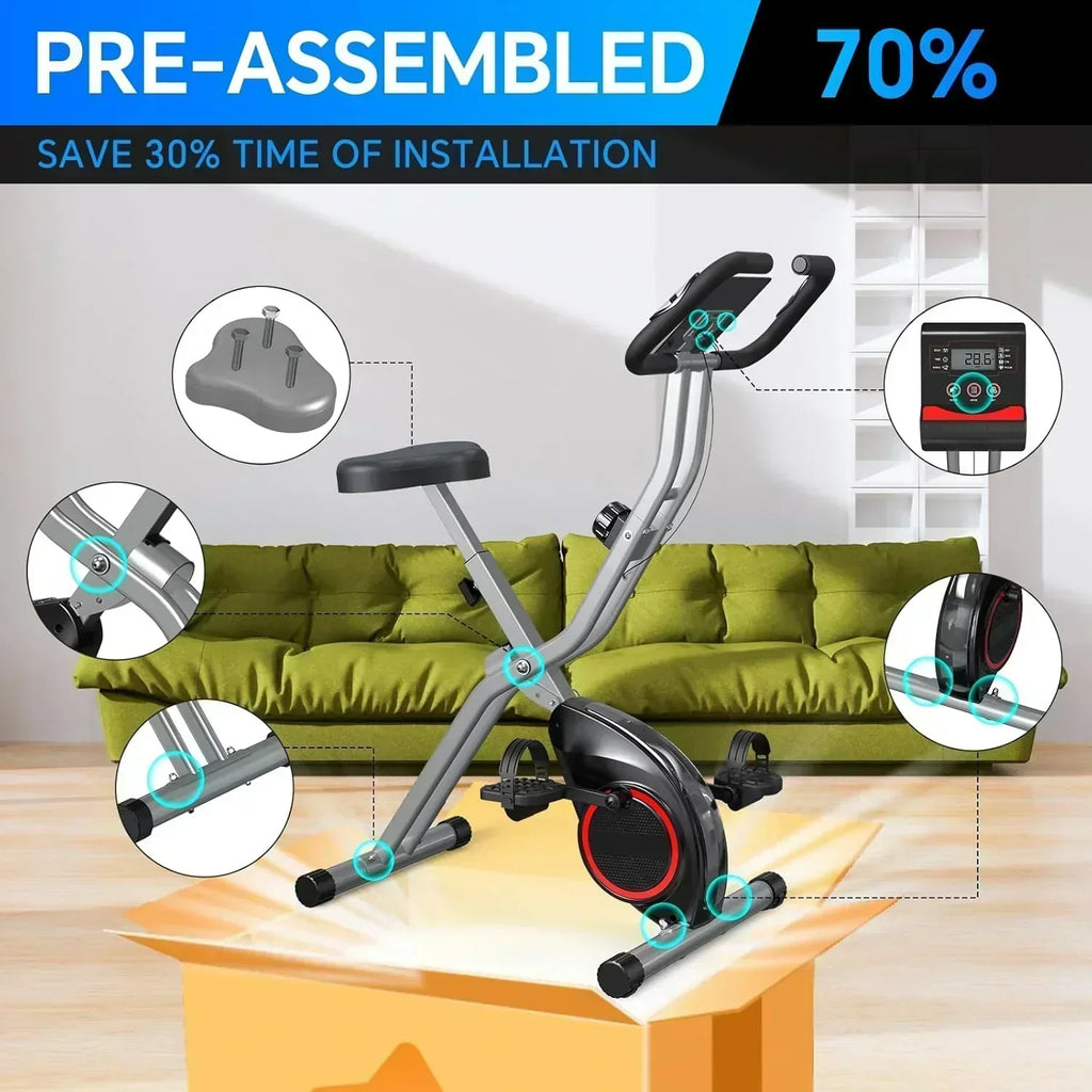 Foldable Exercise Bike Stationary Bikes  5 IN 1 Indoor Workout Cycling Bike Quiet Magnetic Resistance