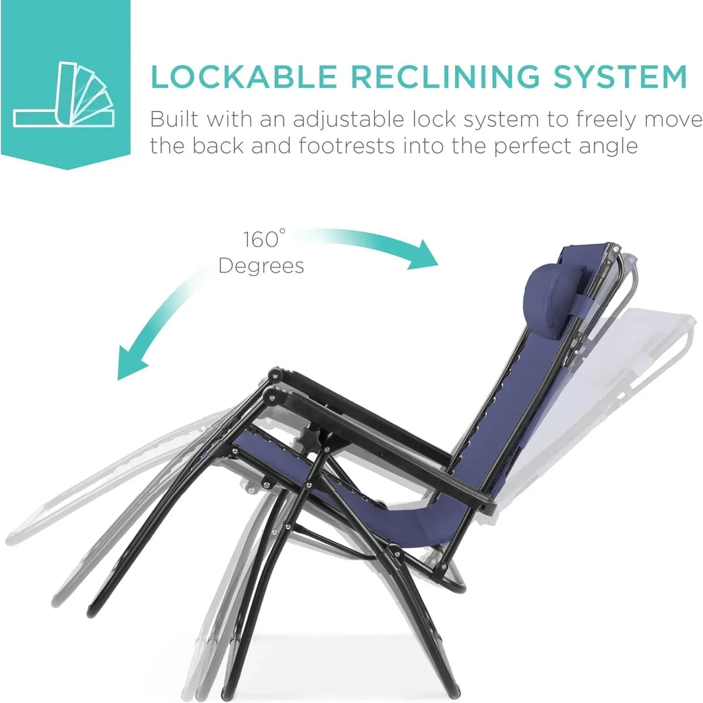 Best Choice Products Folding Zero Gravity Recliner Patio Lounge Chair Adjustable Canopy Shade