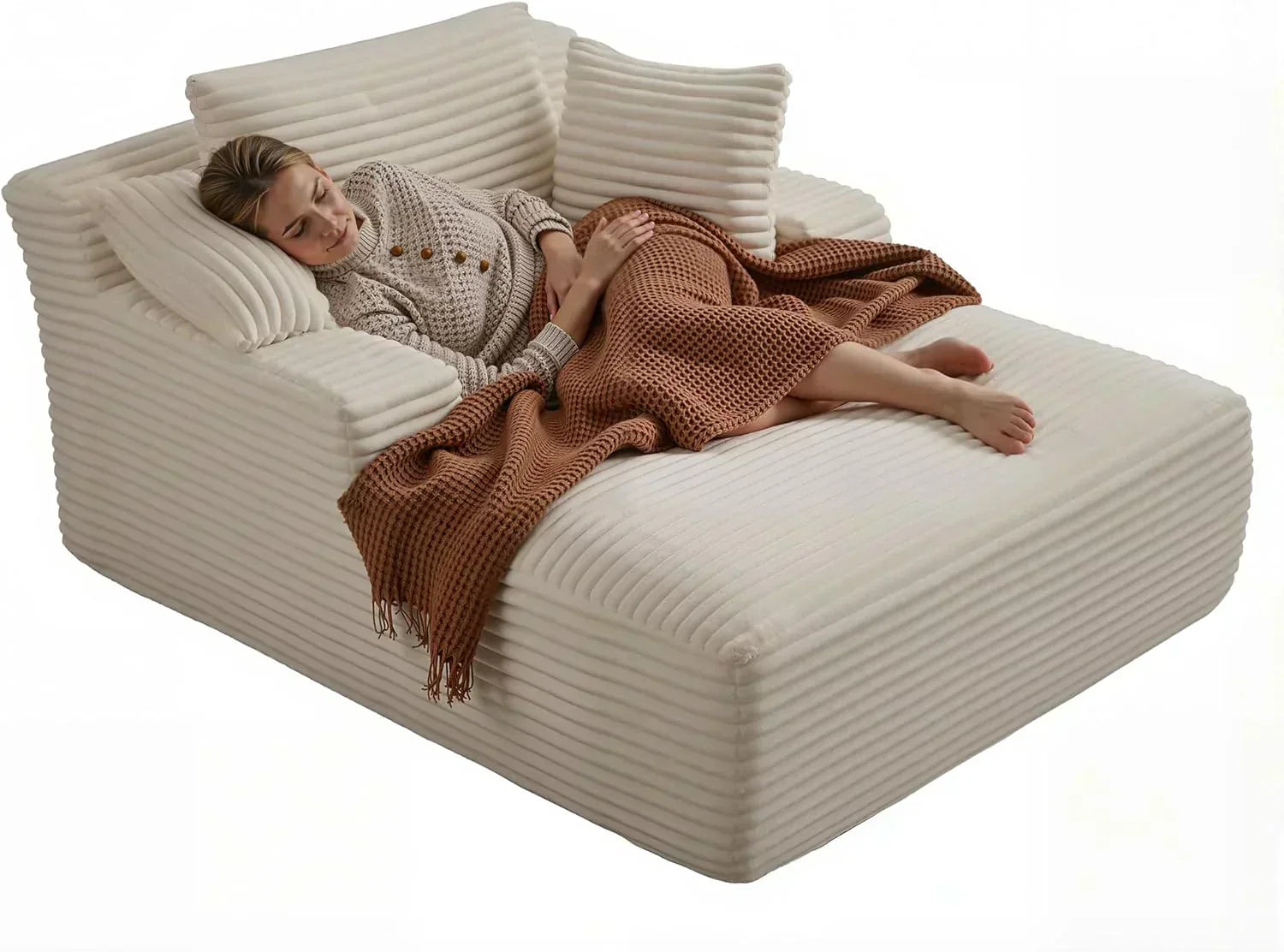 50-inch indoor recliner oversized corduroy upholstered boneless sofa bed deep sleeper sofa