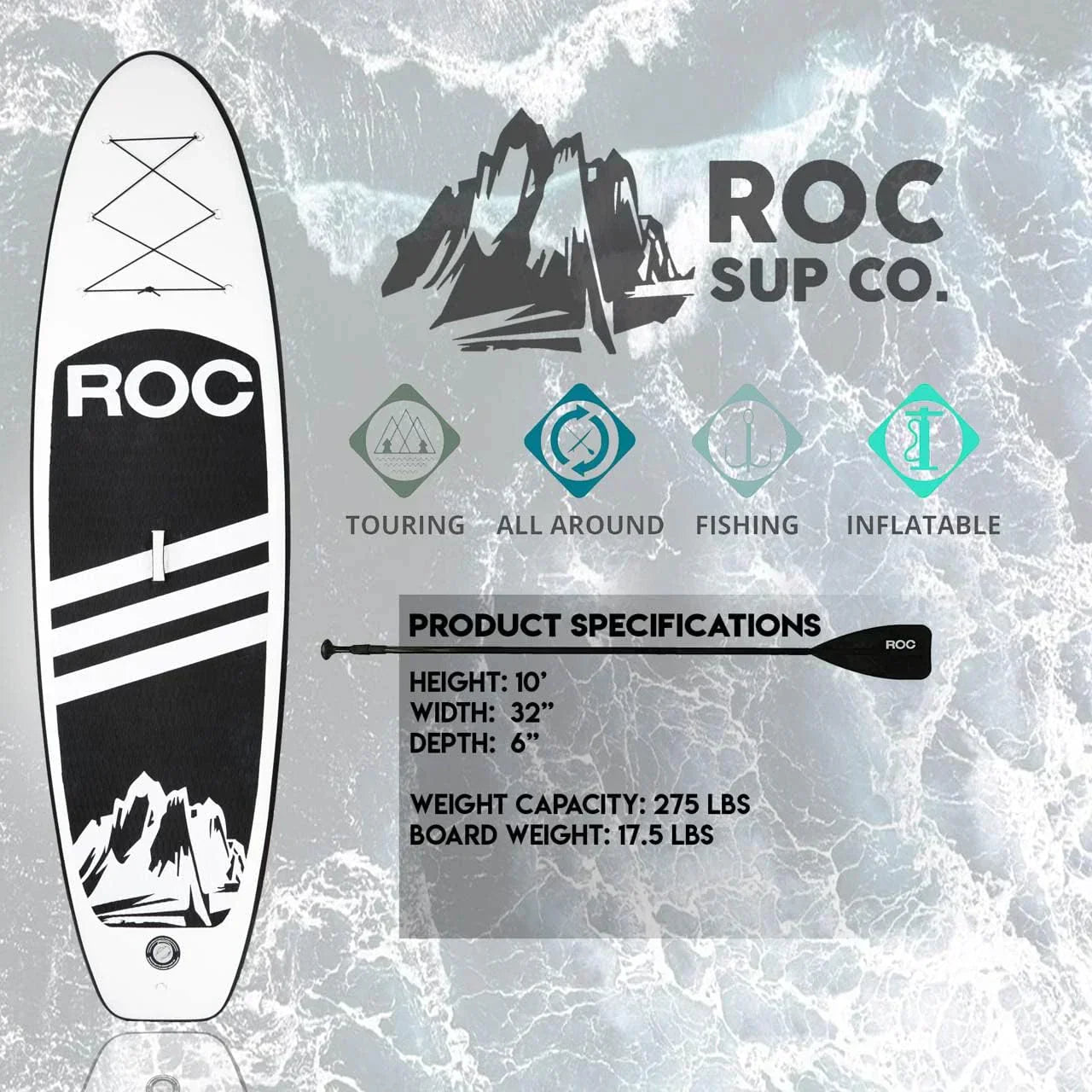 ROC inflatable stand-up paddle board high-quality SUP paddle board accessories