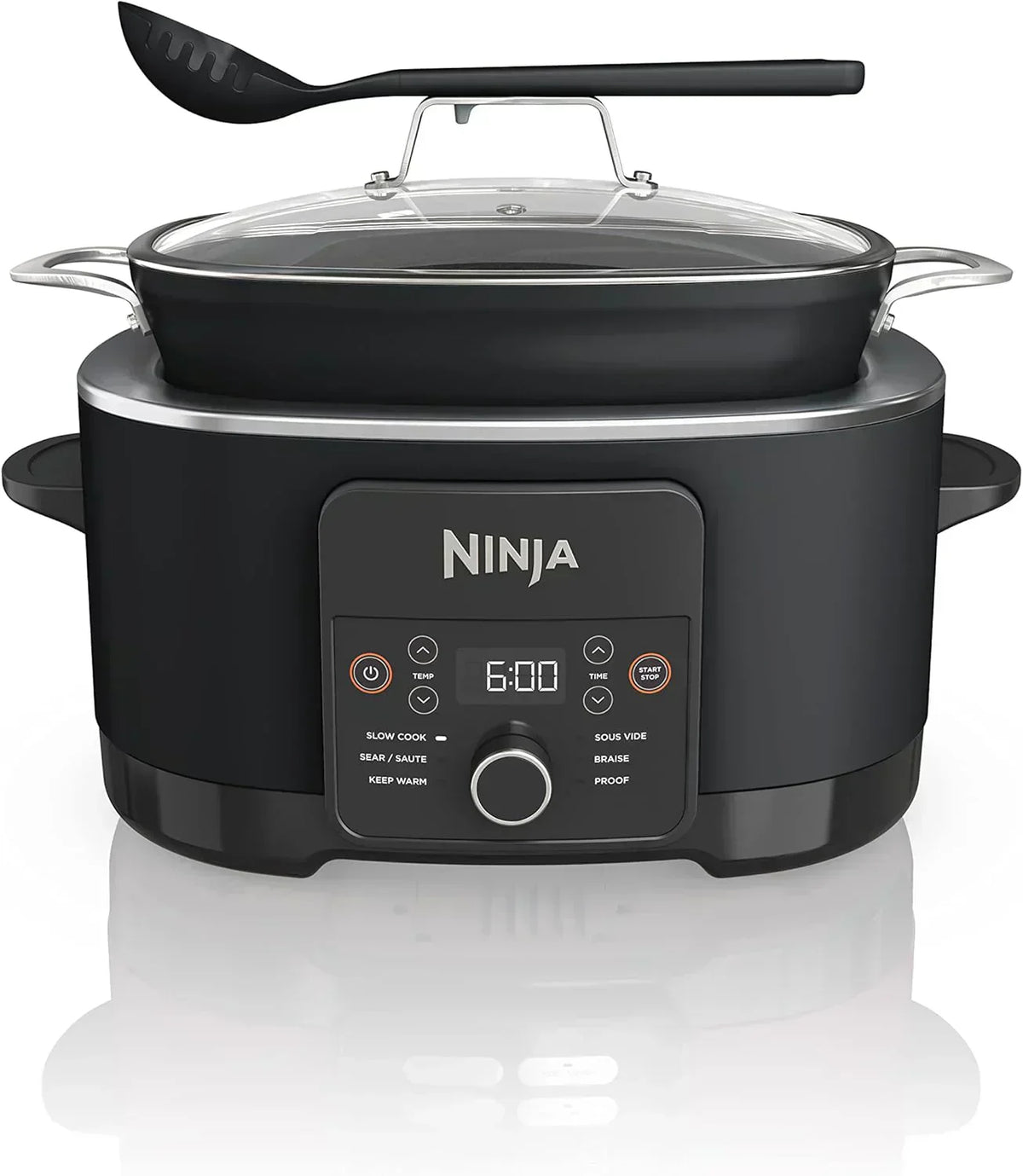 Ninja Slow Cooker 8.5 Quart Multi Cooker with Dutch oven steamer glass lid with integrated spoon