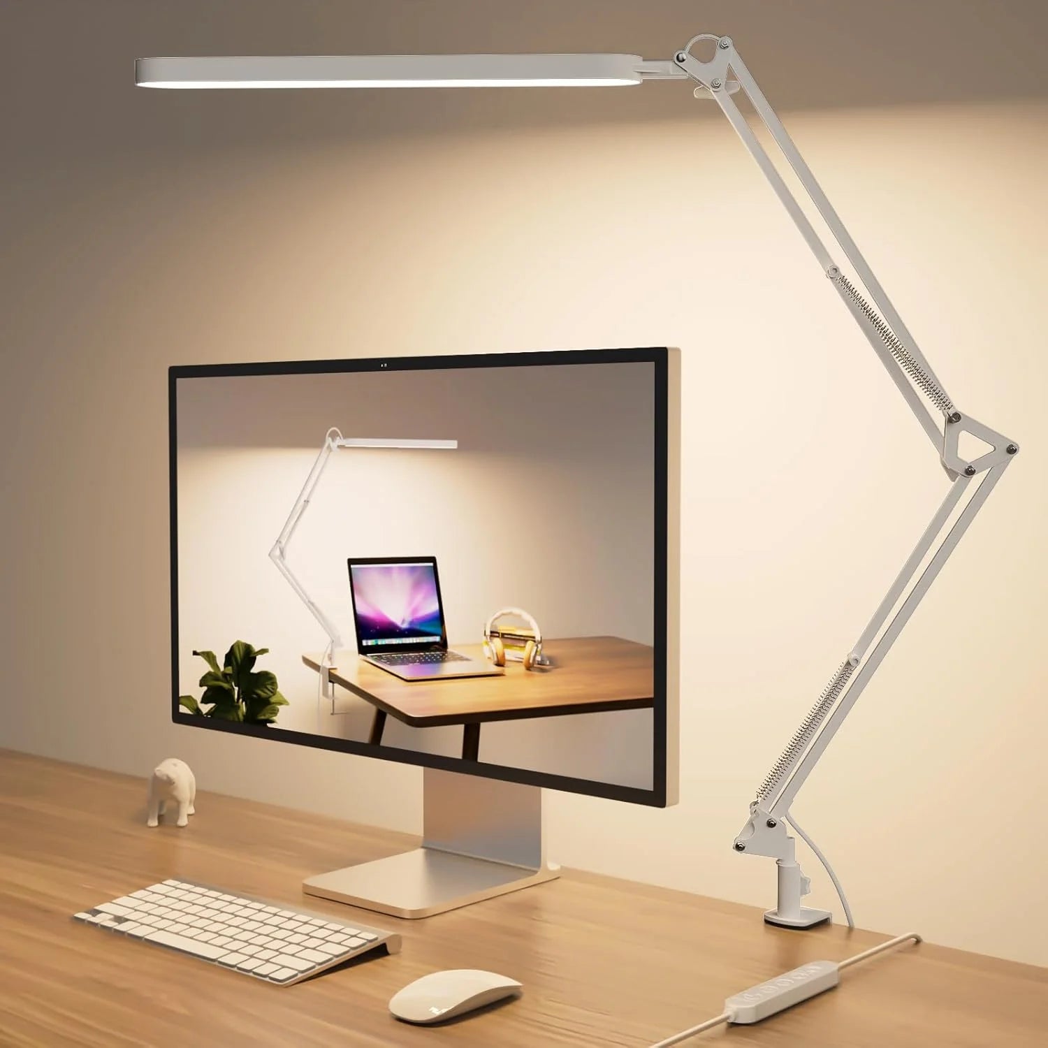 LED Desk Lamp with Adjustable Arm 5 Color Modes and 11 Level Dimming for Home Office