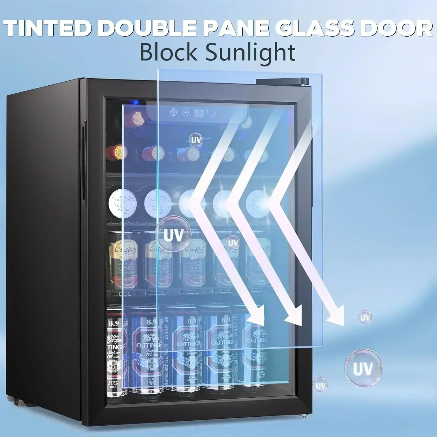 Mini Fridge 130 Can Beverage Refrigerator Cooler Drink Fridge Adjustable Temperature Control