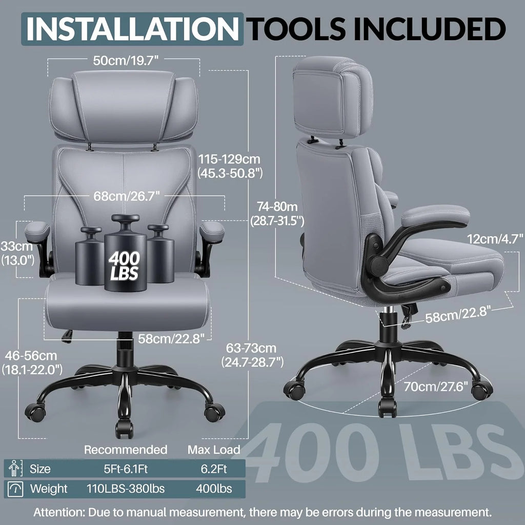 Office Chair Large High-Foot Computer Desk Chair, Breathable Leather Chair Lumbar Support Rotating Computer Chair