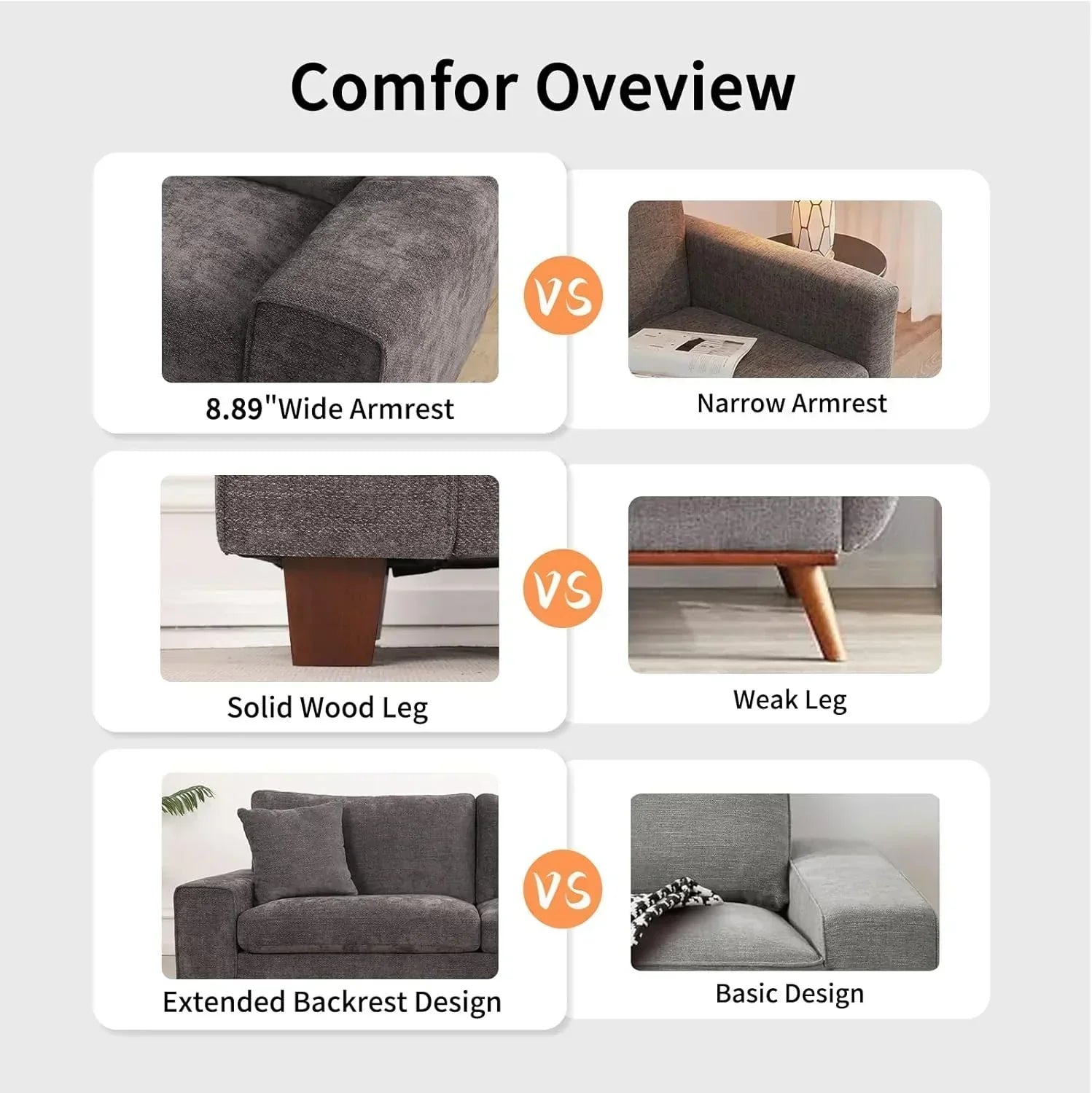 DOPEDIO living room double sofa chenille lounge chair removable solid wood frame