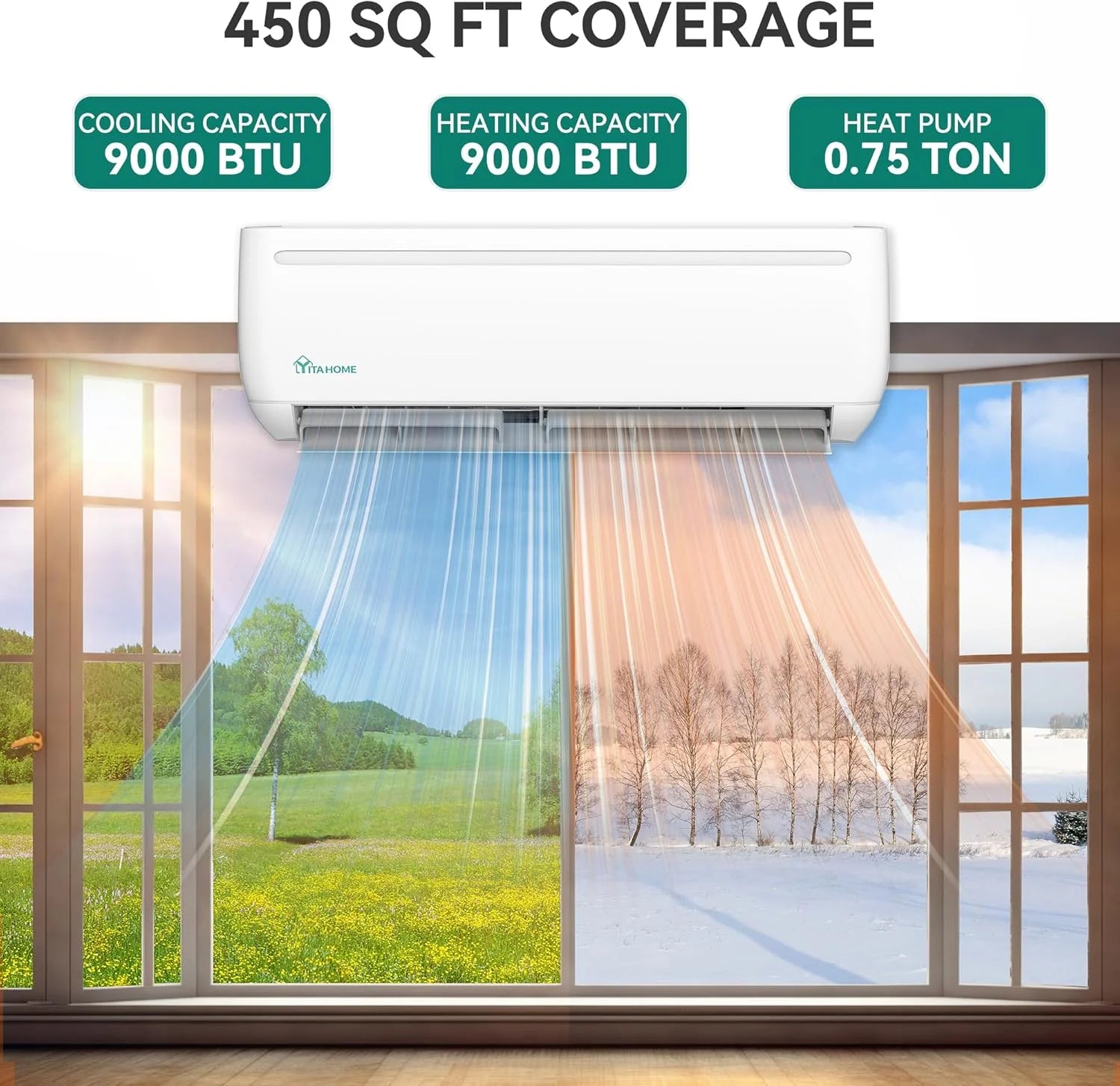 12000 BTU Mini Split Air Conditioner Heat Pump System, Wifi Enabled 20 SEER2 115V Inverter Ductless AC Cool Up to 750 Sq. Ft, Compatible with Alexa, Complete Installation Kit, White