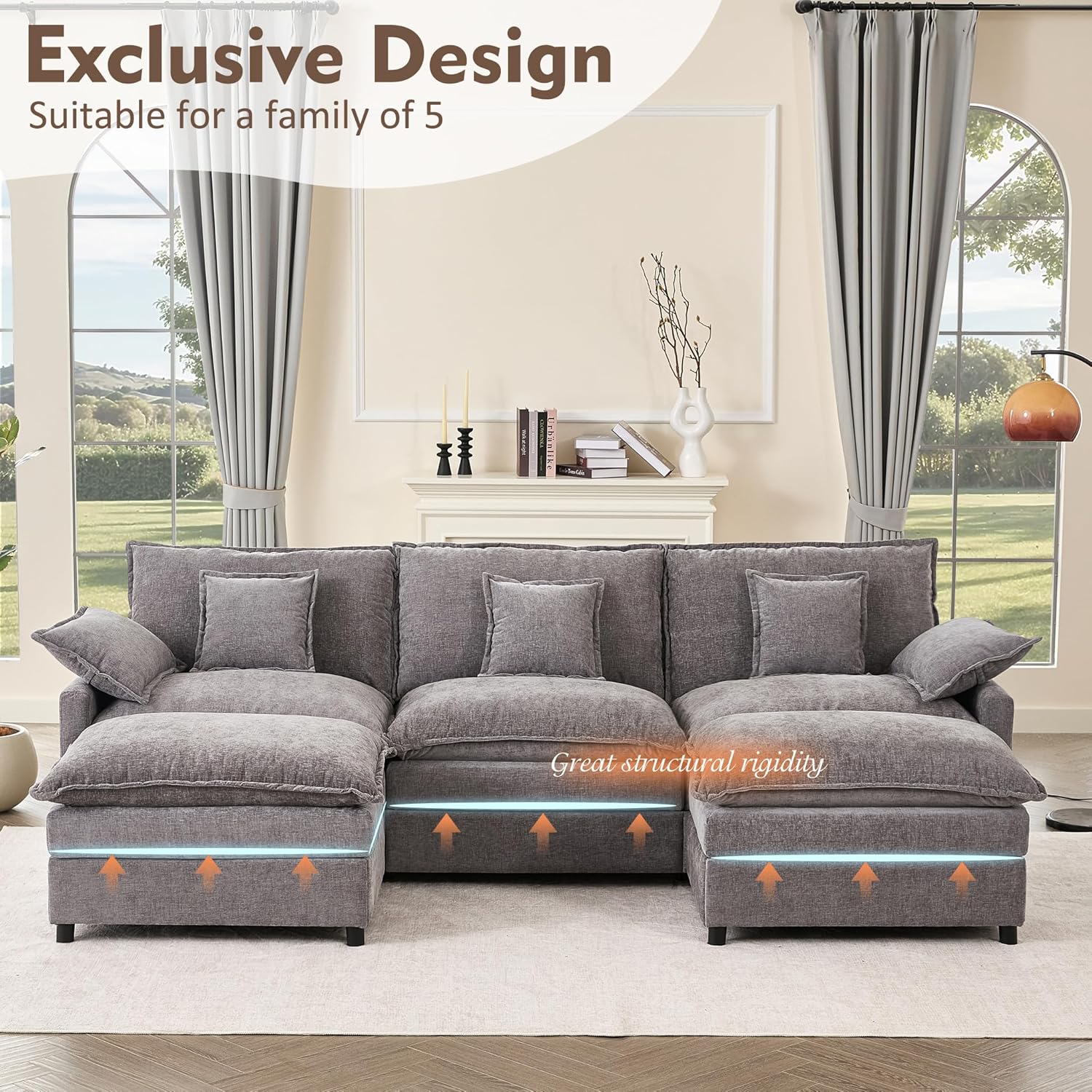 108 U-shaped sofa modular sofa three-seater comfortable cloud sofa