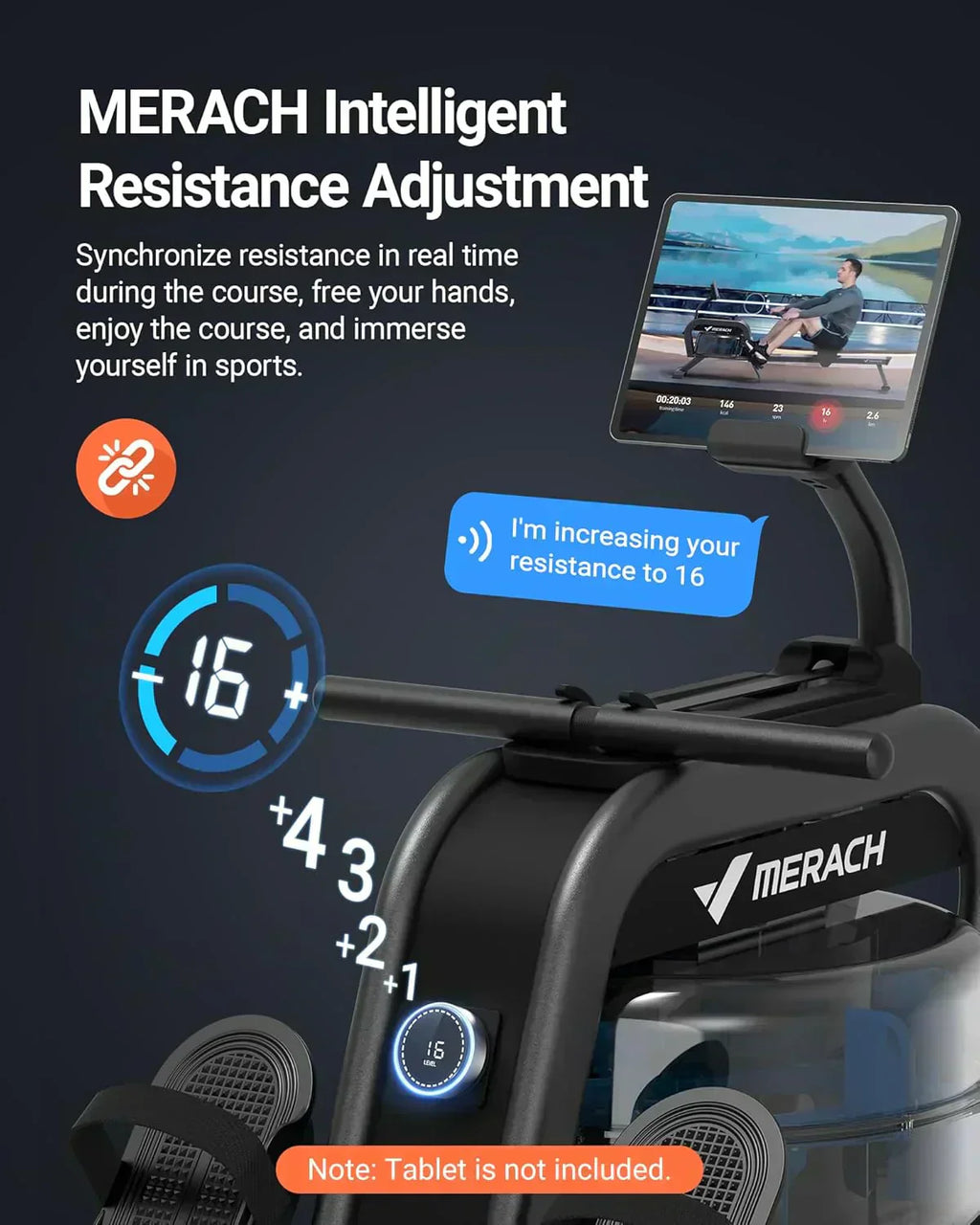 Merachi household rowing machine silent resistance dual-slide design