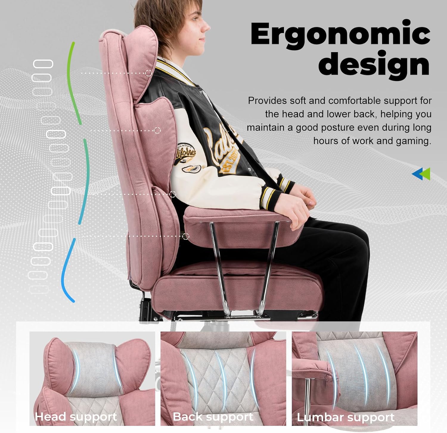 Large high back office chair high back leather gaming chair with footrest